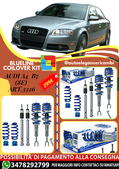 🎀Art.3326 Kit coilover sportivo BlueLine adatto per Audi A4  B7 (8e) 🎀