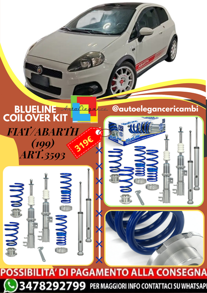 🎀Art.3593 Kit assetto sportivo a ghiera BlueLine adatto per Fiat/Abarth (199)🎀