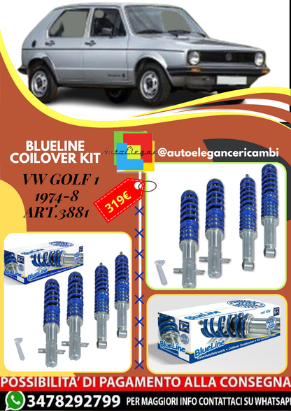 🎀Art.3881 Kit assetto a ghiera BlueLine adatto per VW Golf 1 anno 1974-8🎀