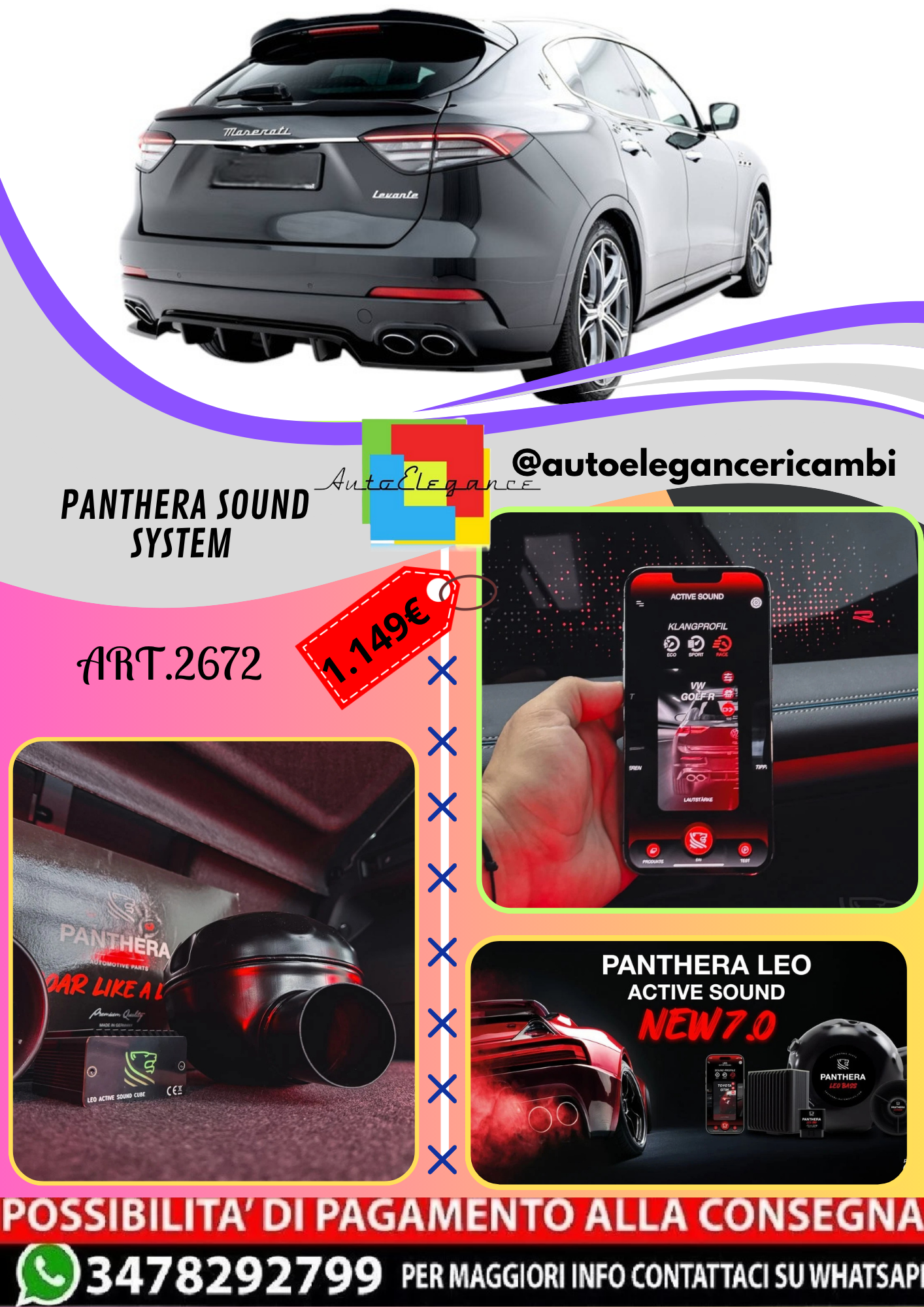 🔥ART.2672 PANTHERA SOUND SYSTEM ADATTO PER MASERATI LEVANTE GT Mk1 FACELIFT🔥