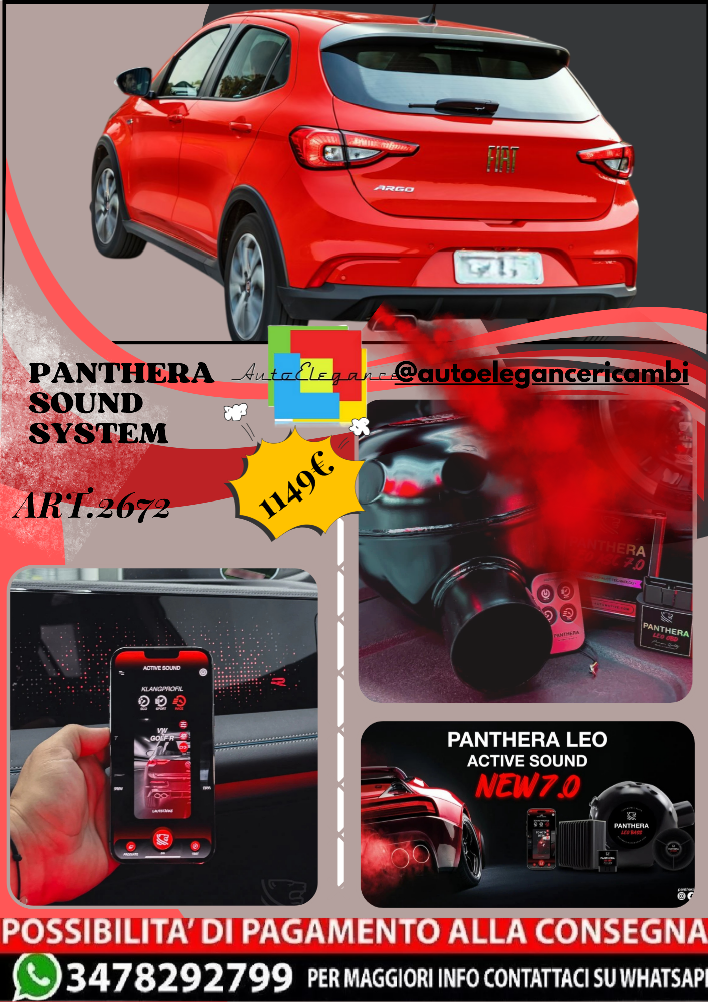 🎀ART.2672 PANTHERA SOUND SYSTEM ADATTO PER Fiat Argo (2018)🎀