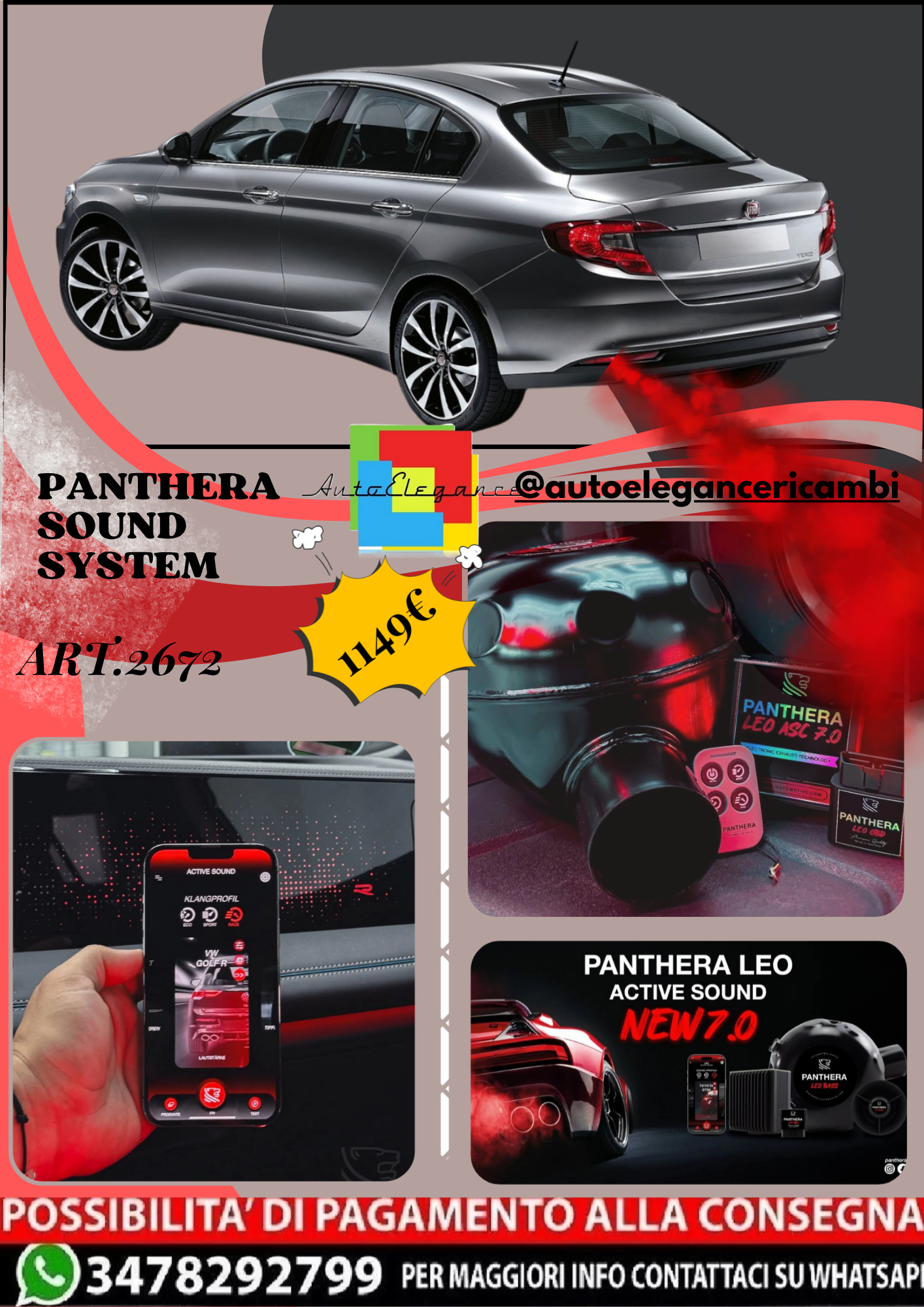 🎀ART.2672 PANTHERA SOUND SYSTEM ADATTO PER Fiat Tipo (2016)🎀