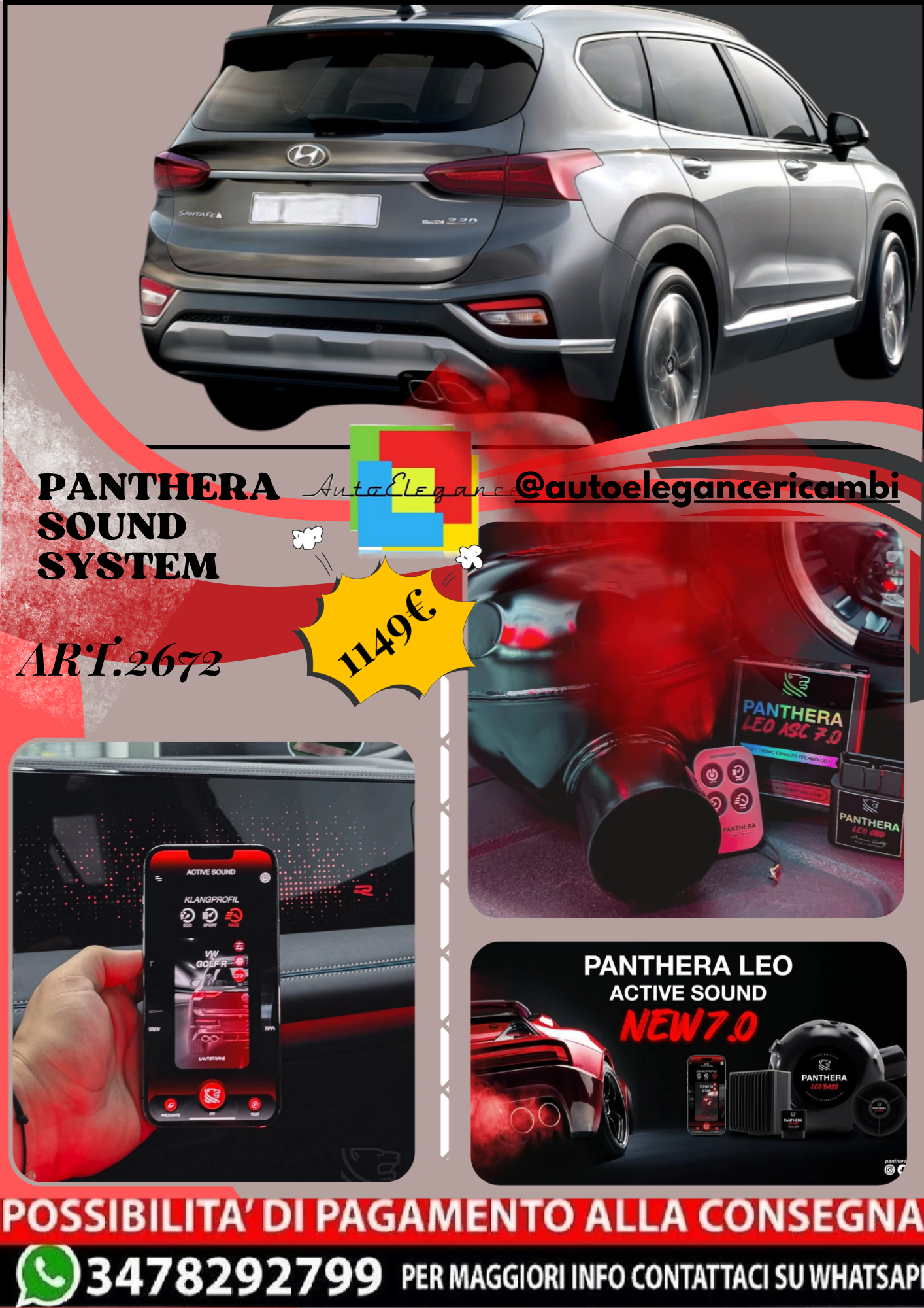 🎀ART.2672 PANTHERA SOUND SYSTEM ADATTO PER Hyundai Santa Fe (2019)🎀