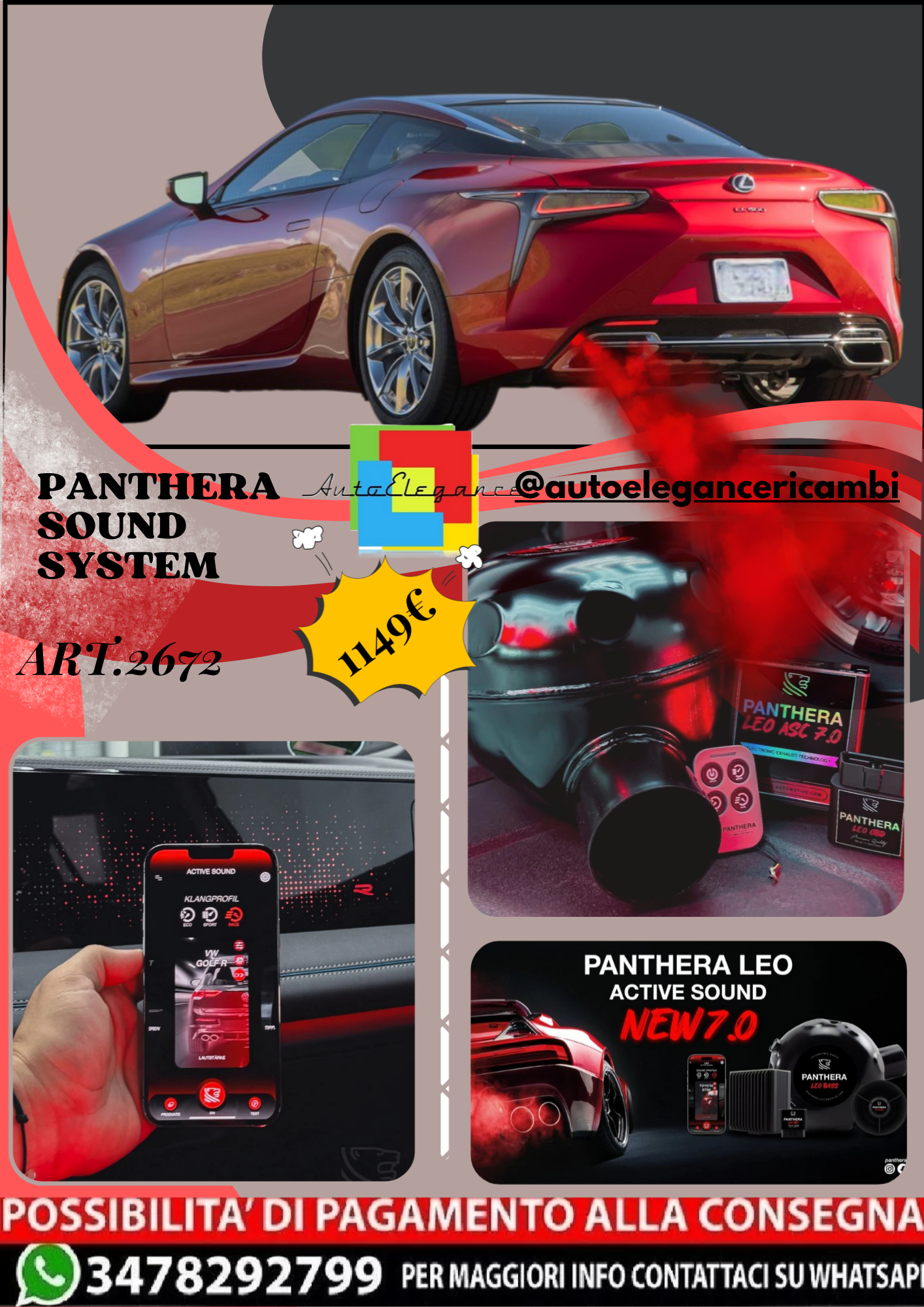 🎀ART.2672 PANTHERA SOUND SYSTEM ADATTO PER  Lexus LC 500 (2018)🎀