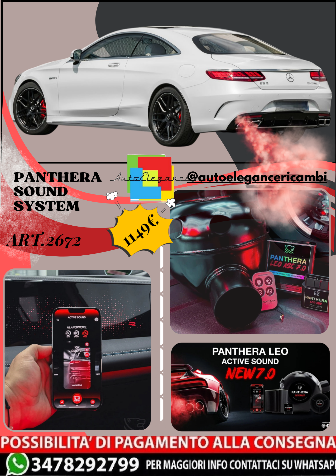 🎀ART.2672 PANTHERA SOUND SYSTEM ADATTO PER Mercedes-Benz S63 AMG Coupe (2018)🎀