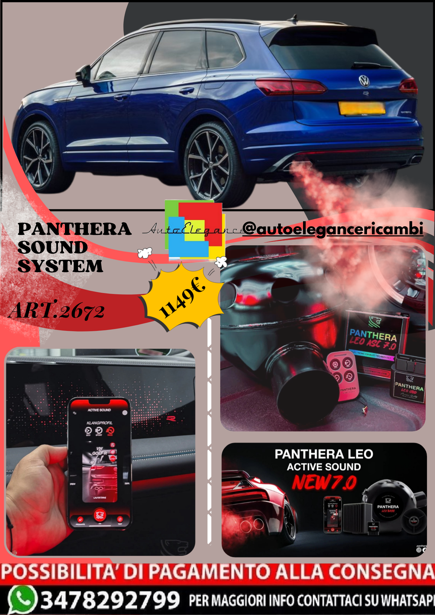 🎀ART.2672 PANTHERA SOUND SYSTEM ADATTO PER Volkswagen Touareg R [UK] (2021)🎀