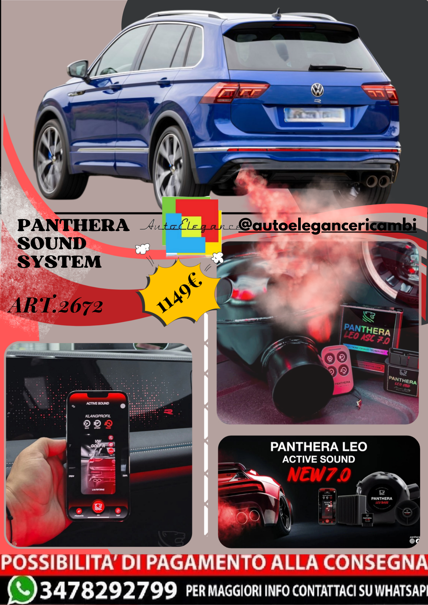 🎀ART.2672 PANTHERA SOUND SYSTEM ADATTO PER Volkswagen Tiguan R (2021)🎀
