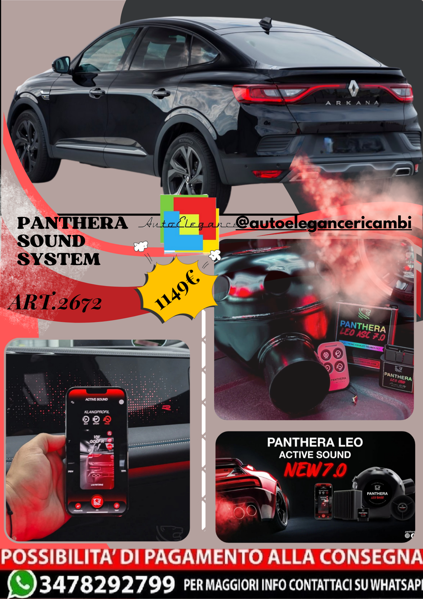 🎀ART.2672 PANTHERA SOUND SYSTEM ADATTO PER Renault Arkana [EU] (2022)🎀
