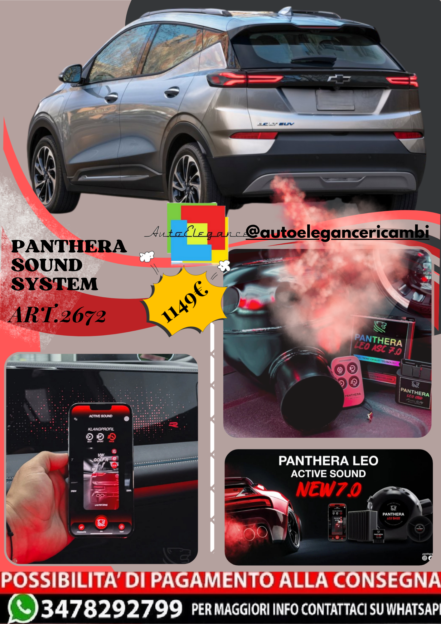 🎀ART.2672 PANTHERA SOUND SYSTEM ADATTO PER Chevrolet Bolt EUV (2022)🎀
