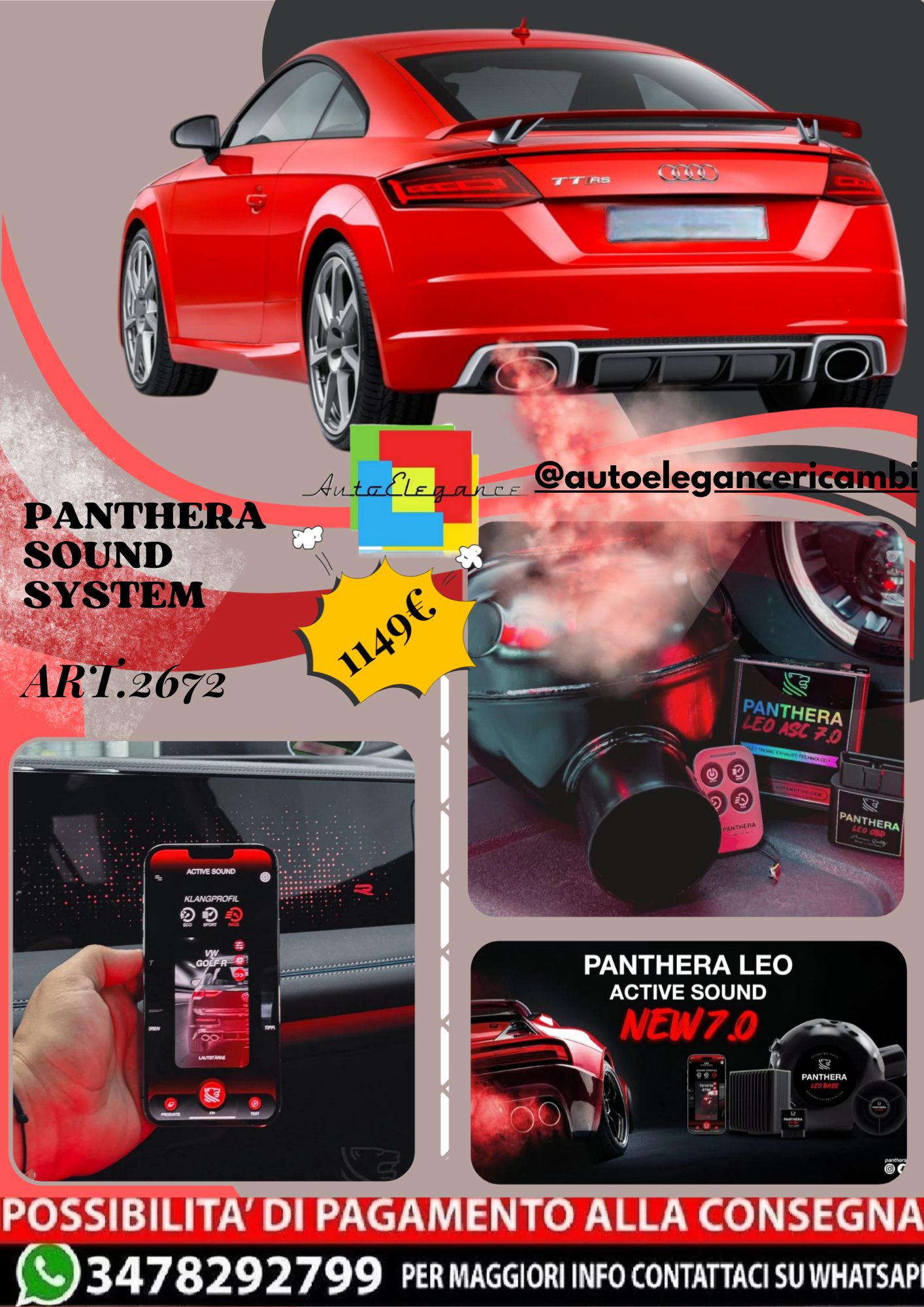 🎀ART.2672 PANTHERA SOUND SYSTEM ADATTO PER Audi TT RS Coupe (2017)🎀