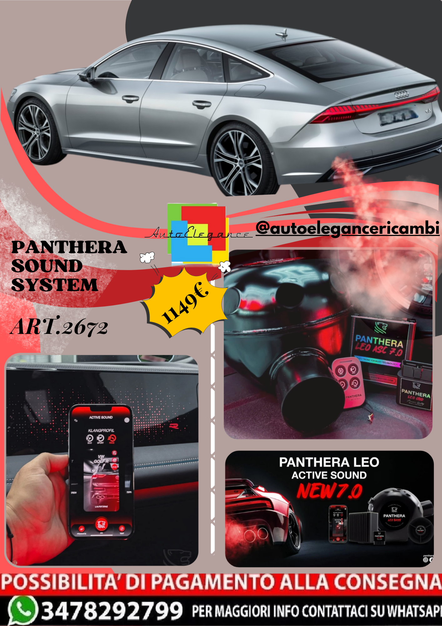 🎀ART.2672 PANTHERA SOUND SYSTEM ADATTO PER Audi A7 Sportback (2018)🎀