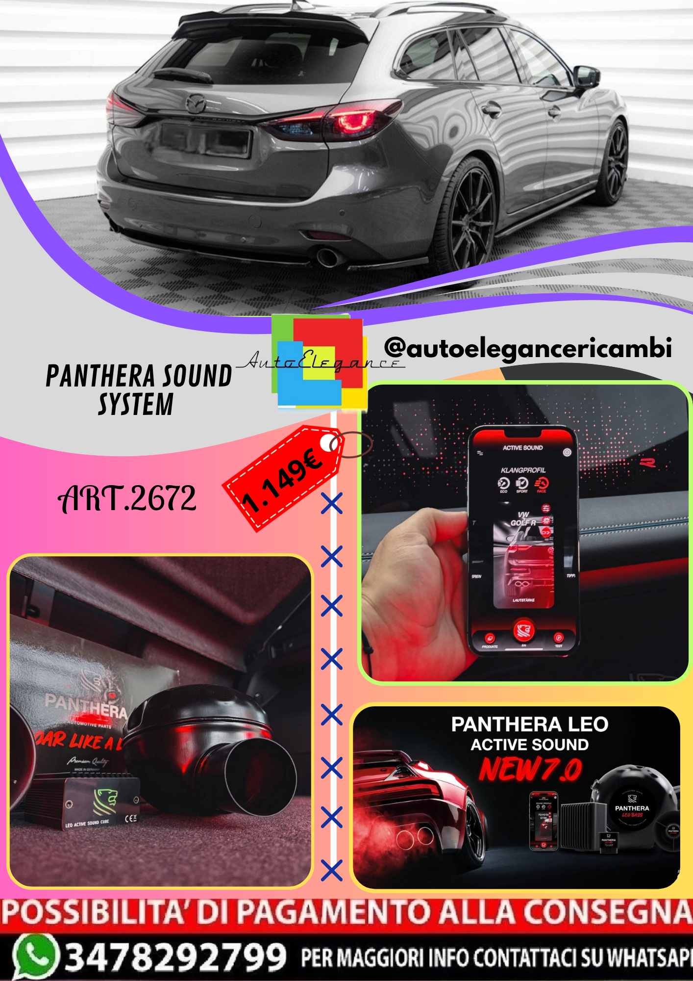 🔥ART.2672 PANTHERA SOUND SYSTEM ADATTO PER MAZDA 6 ESTATE Mk3  FACELIFT🔥