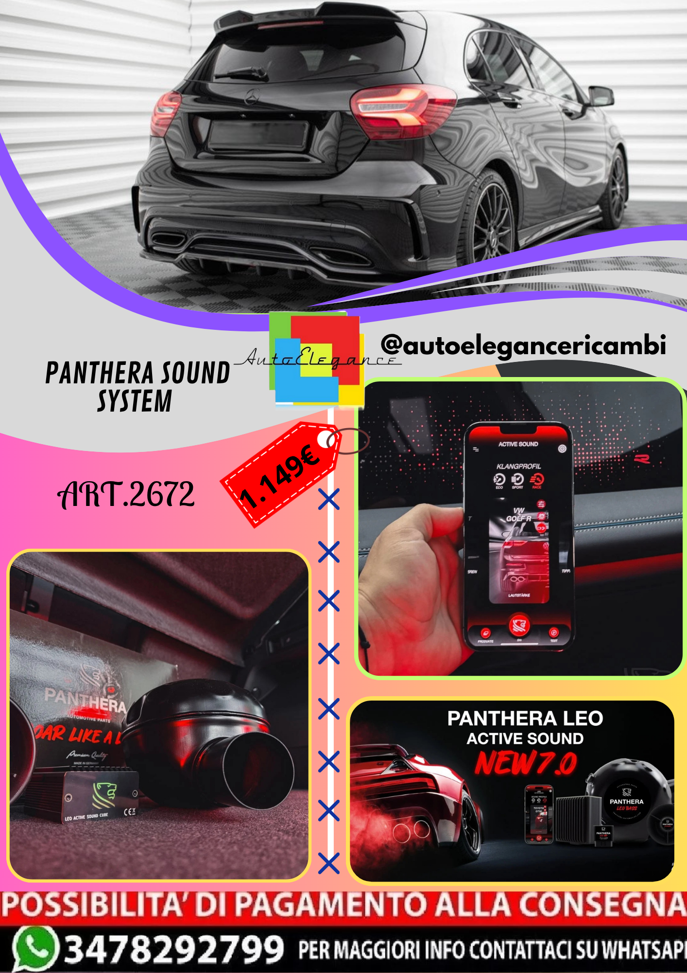 🔥ART.2672 PANTHERA SOUND SYSTEM ADATTO PER MERCEDES-BENZ A AMG-Line W176 🔥