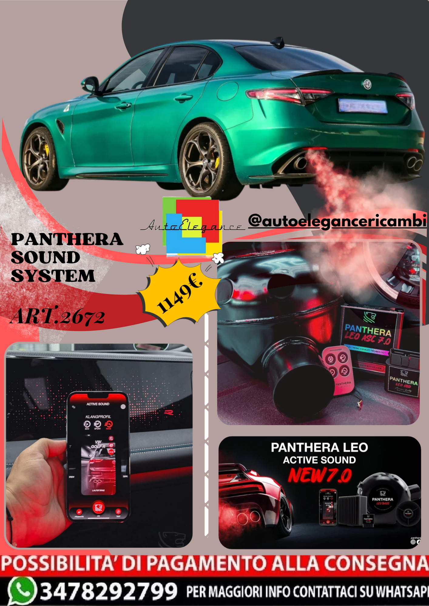 🎀ART.2672 PANTHERA SOUND SYSTEM ADATTO PER Alfa Romeo Giulia Quadrifoglo 2020🎀