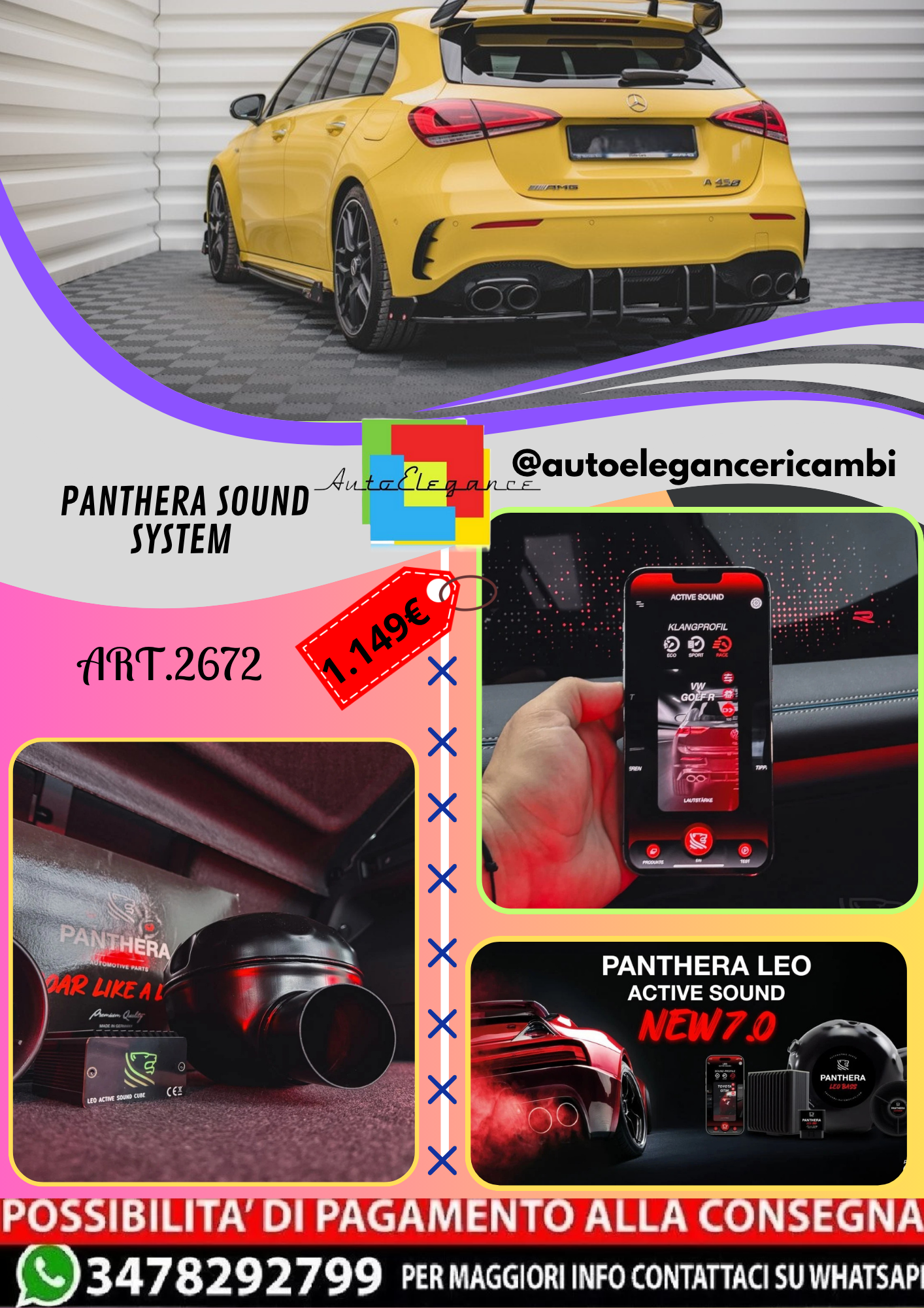 🔥ART.2672 PANTHERA SOUND SYSTEM ADATTO PER MERCEDES-BENZ AMG A45 S AERO PACK 🔥