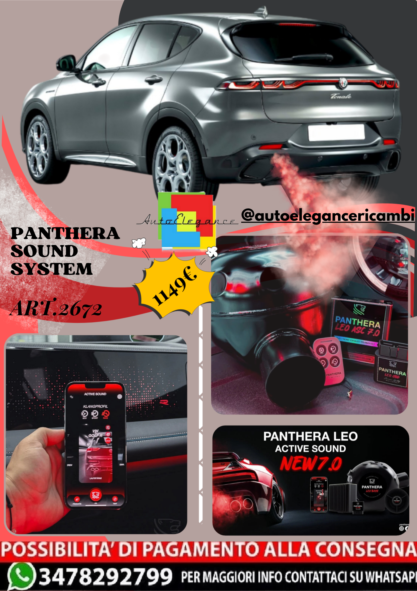 🎀ART.2672 PANTHERA SOUND SYSTEM ADATTO PER Alfa Romeo Tonale  2023 🎀
