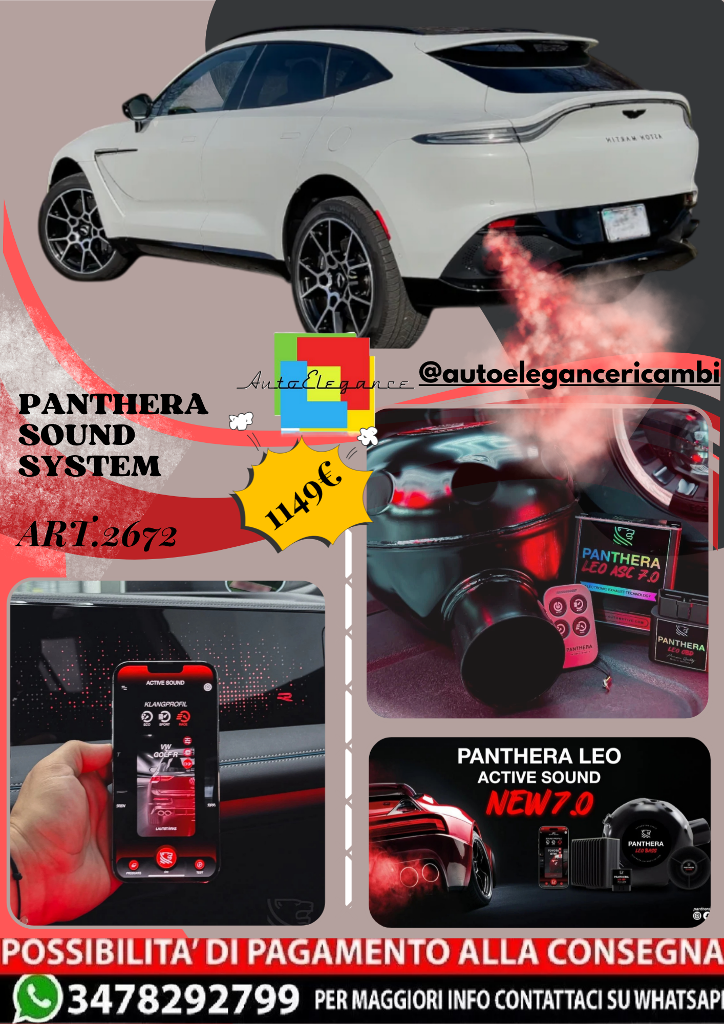 🎀ART.2672 PANTHERA SOUND SYSTEM ADATTO PER Aston Martin DBX  2021 🎀