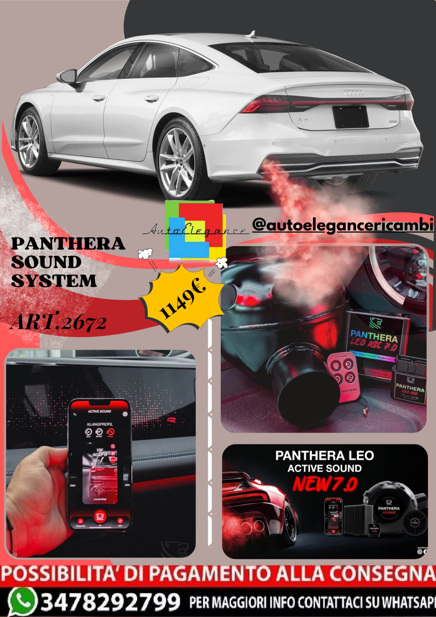 🎀ART.2672 PANTHERA SOUND SYSTEM ADATTO PER Audi A7 E  (2021) 🎀