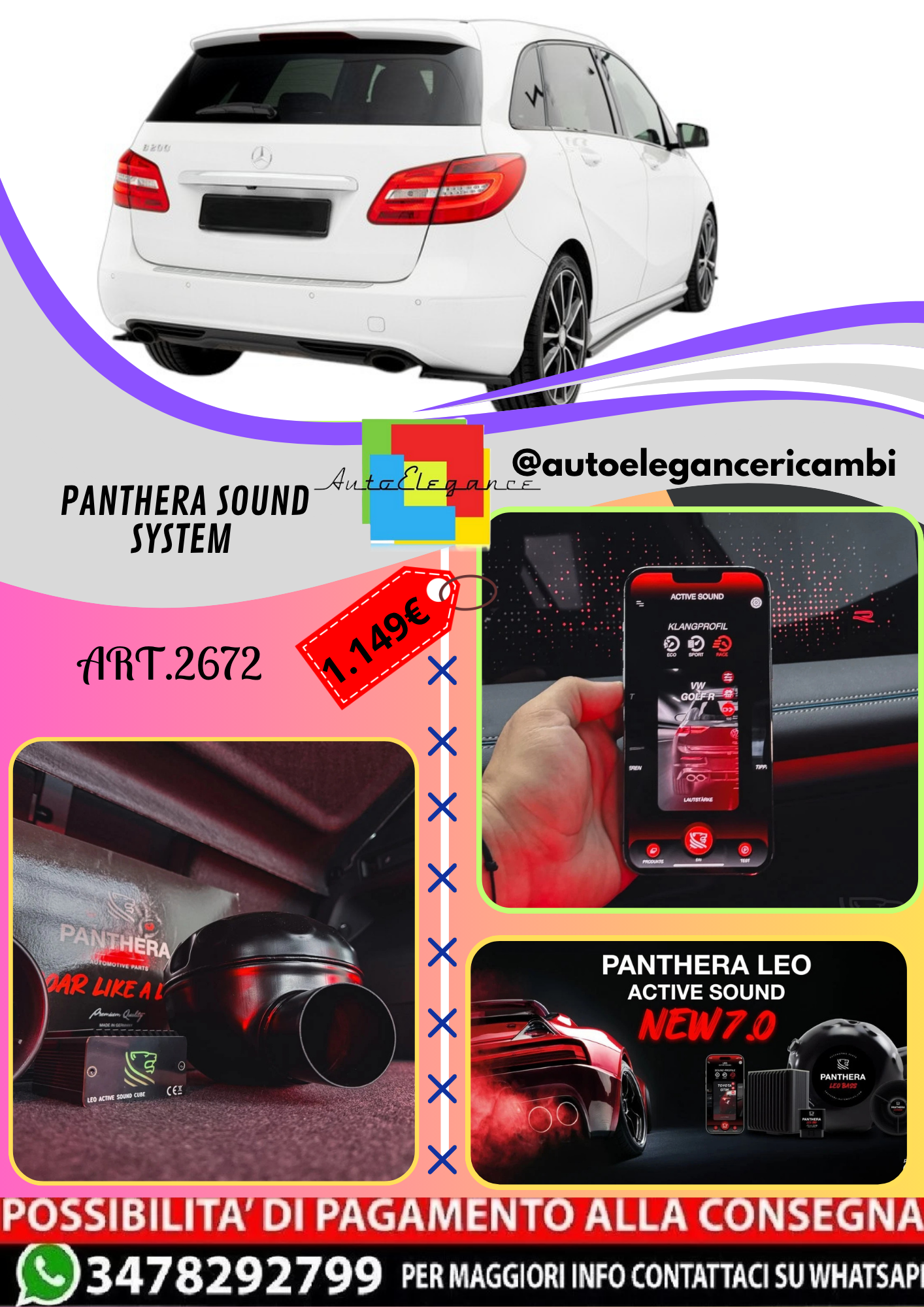 🔥ART.2672 PANTHERA SOUND SYSTEM ADATTO PER MERCEDES-BENZ B W246🔥