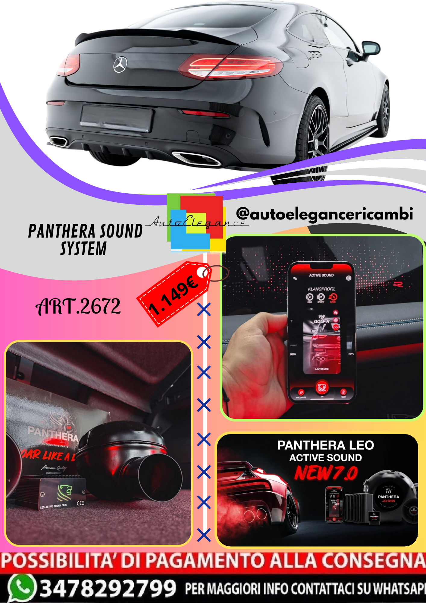 🔥ART.2672 PANTHERA SOUND SYSTEM ADATTO PER MERCEDES-BENZ C COUPE AMG-LINE🔥