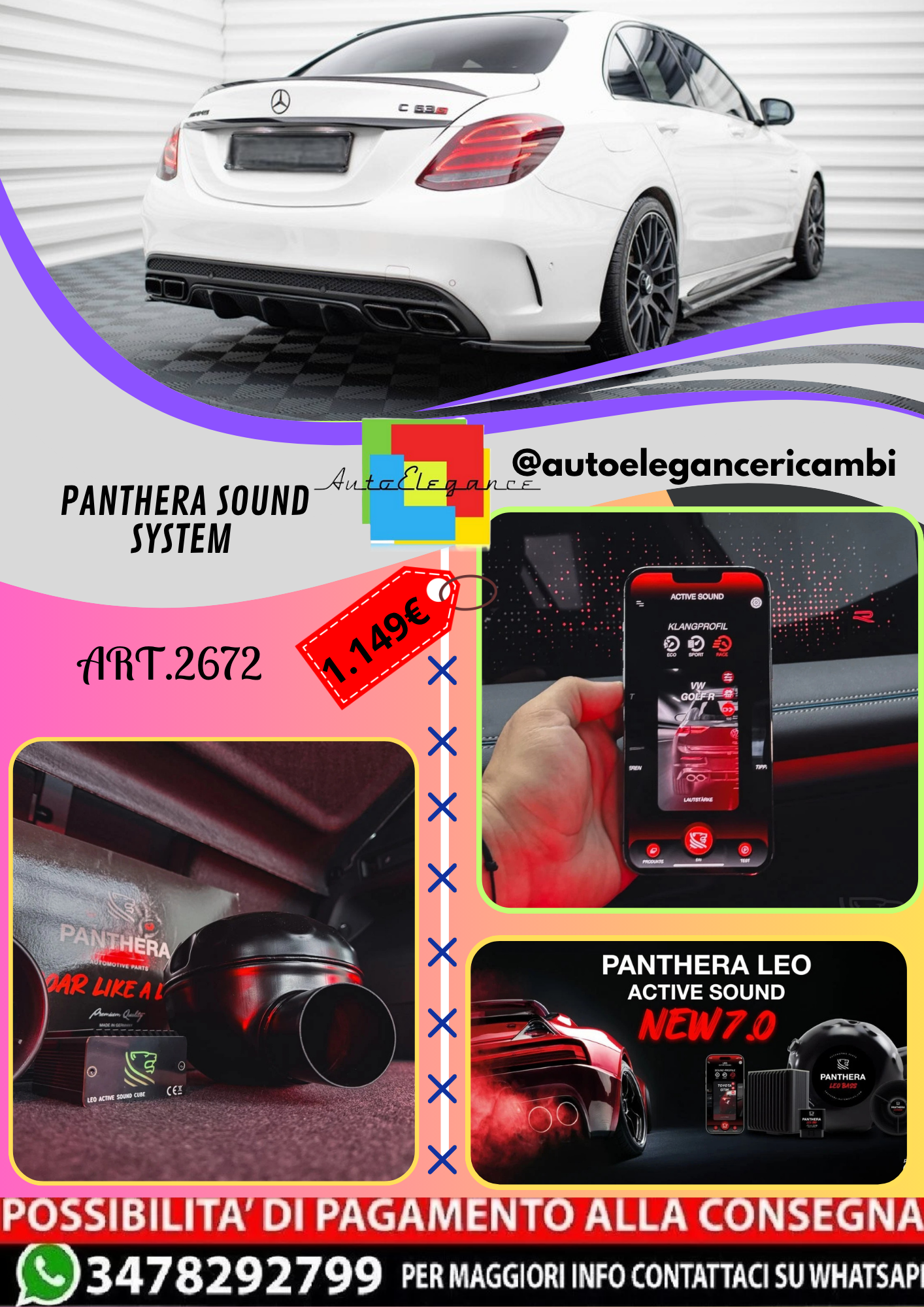 🔥ART.2672 PANTHERA SOUND SYSTEM ADATTO PER MERCEDES-C-CLASS SEDAN / ESTATE🔥