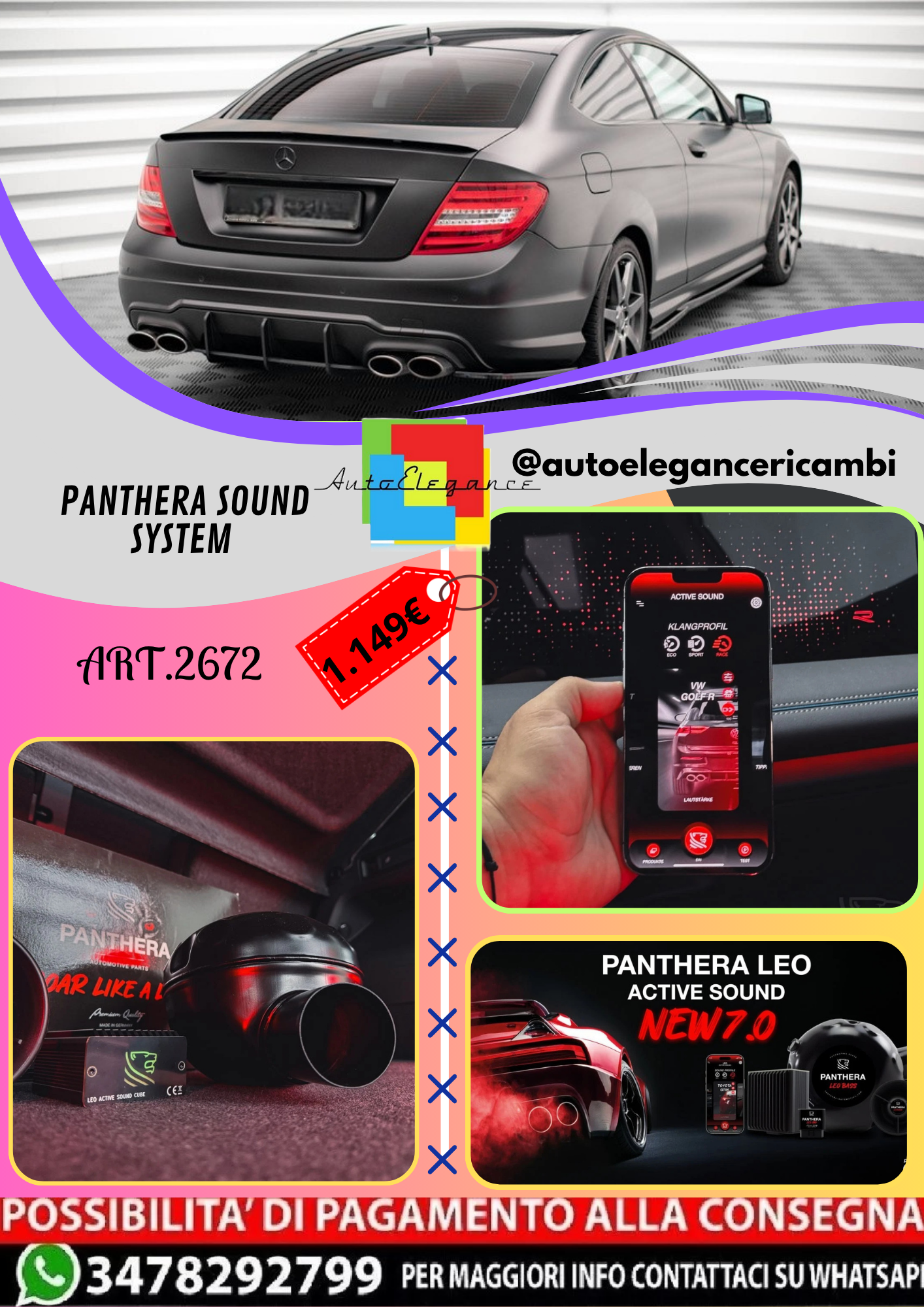 🔥ART.2672 PANTHERA SOUND SYSTEM ADATTO PER MERCEDES-BENZ C COUPE🔥