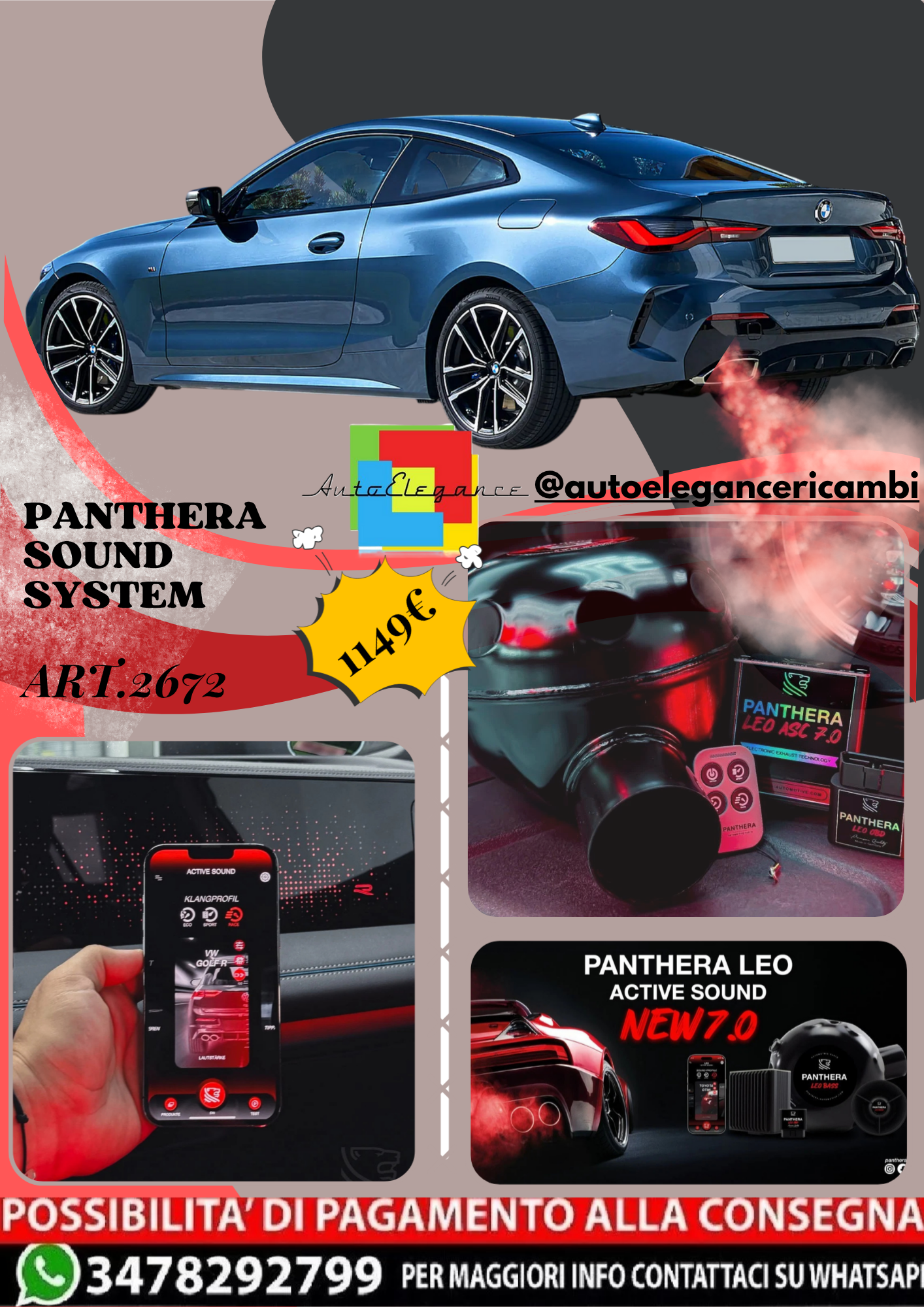 🎀ART.2672 PANTHERA SOUND SYSTEM ADATTO PER 2021 BMW M440🎀