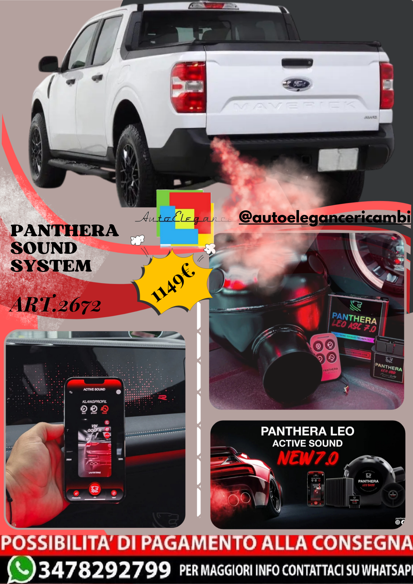 🎀ART.2672 PANTHERA SOUND SYSTEM ADATTO PER 2022 Ford Maverick XL 🎀