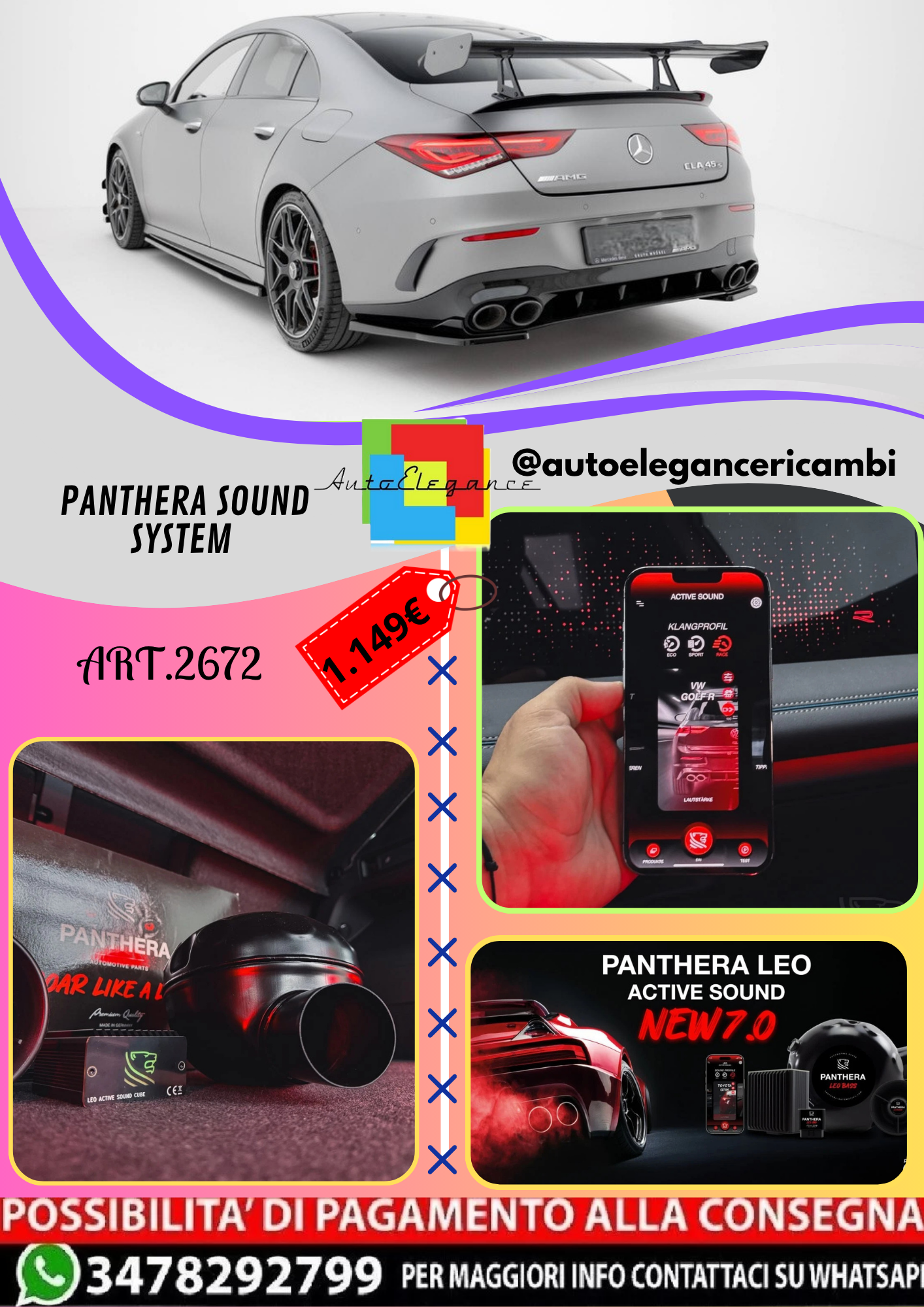 🔥ART.2672 PANTHERA SOUND SYSTEM ADATTO PER MERCEDES-BENZ CLA COUPE C118🔥