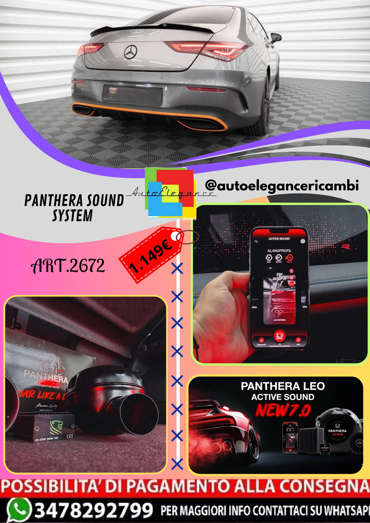 🔥ART.2672 PANTHERA SOUND SYSTEM ADATTO PER MERCEDES-BENZ CLA COUPE C118🔥