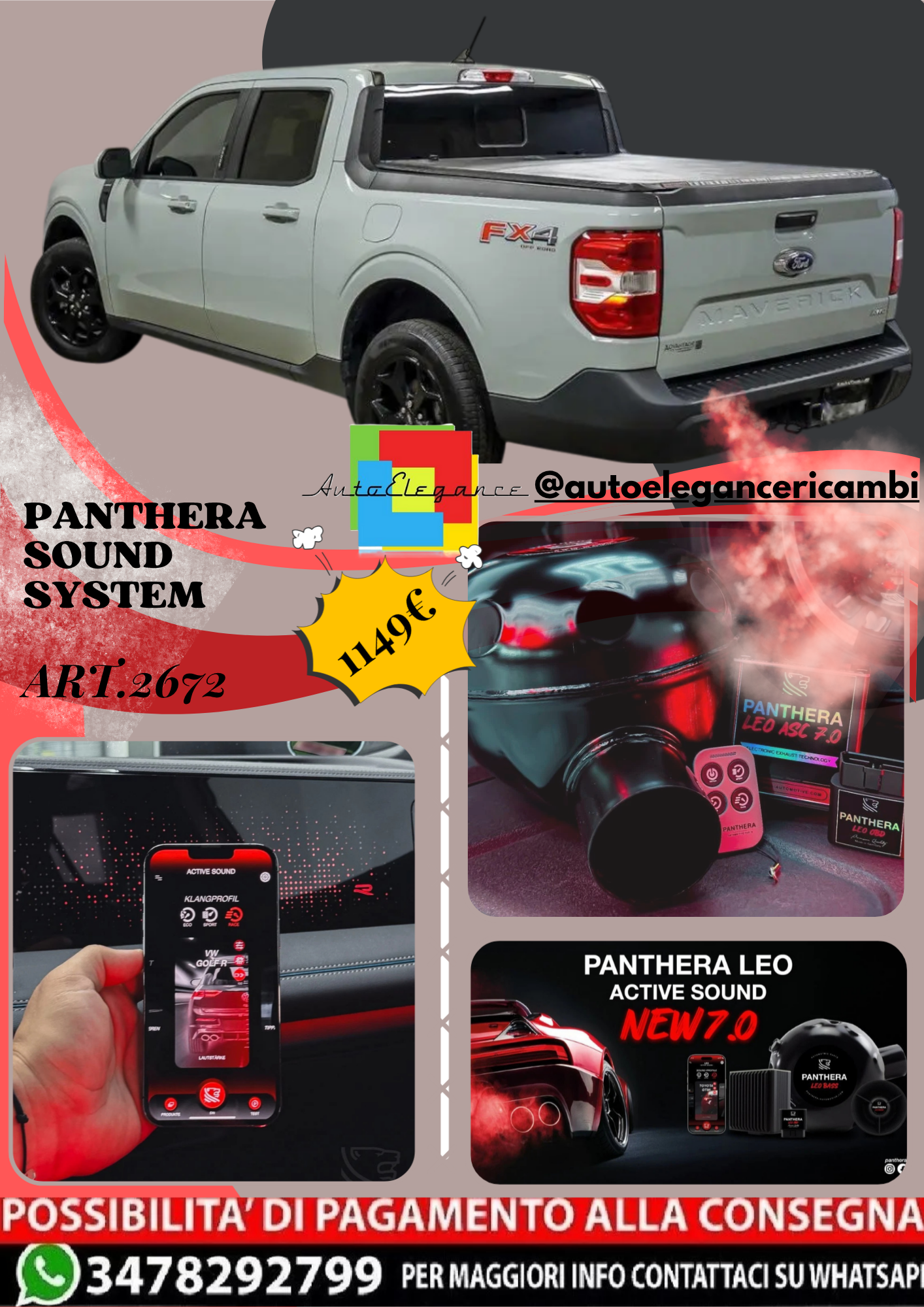 🎀ART.2672 PANTHERA SOUND SYSTEM ADATTO PER 2021 Ford Maverick Lariat🎀