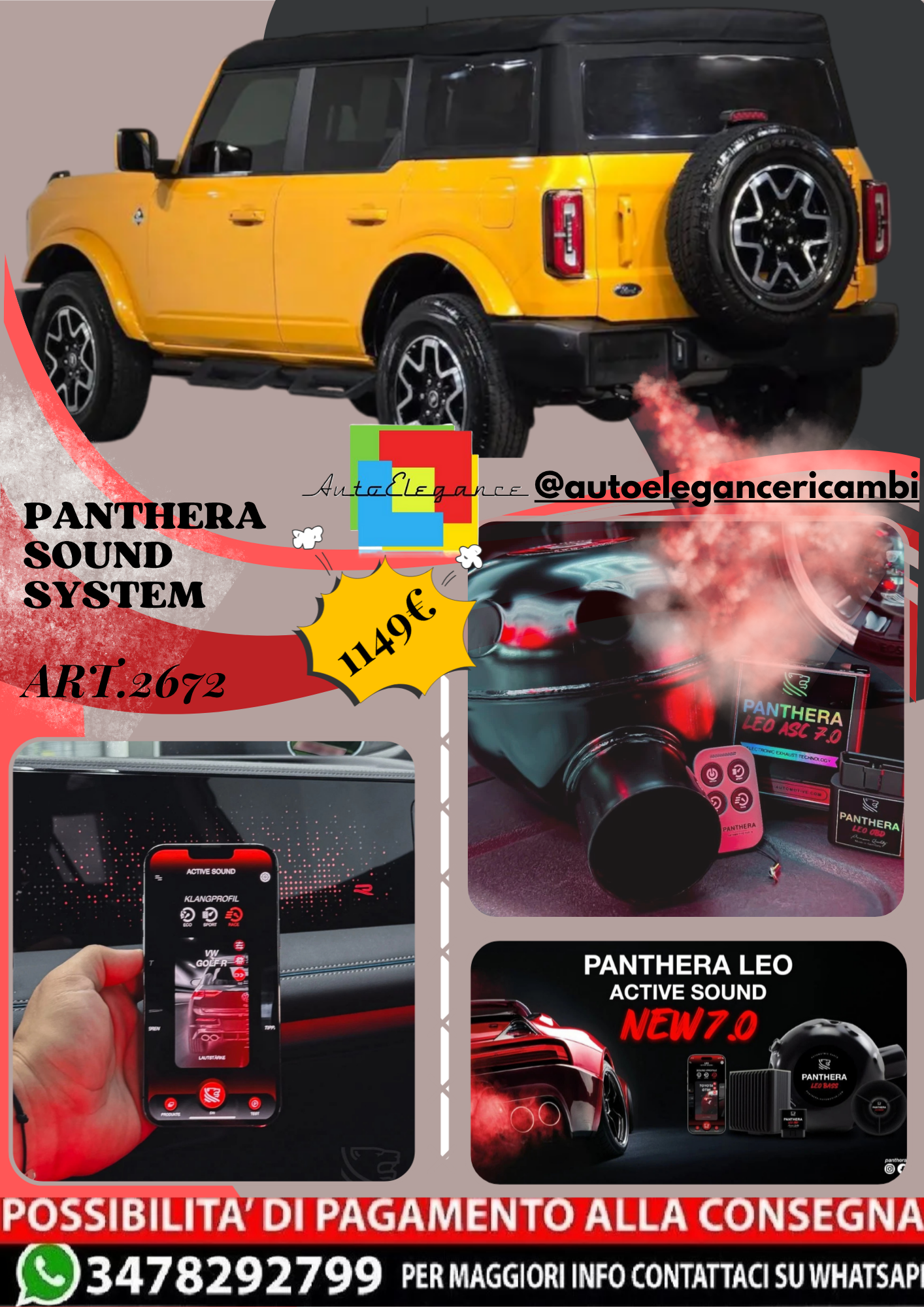 🎀ART.2672 PANTHERA SOUND SYSTEM ADATTO PER 2022 Ford Bronco Outer Banks🎀