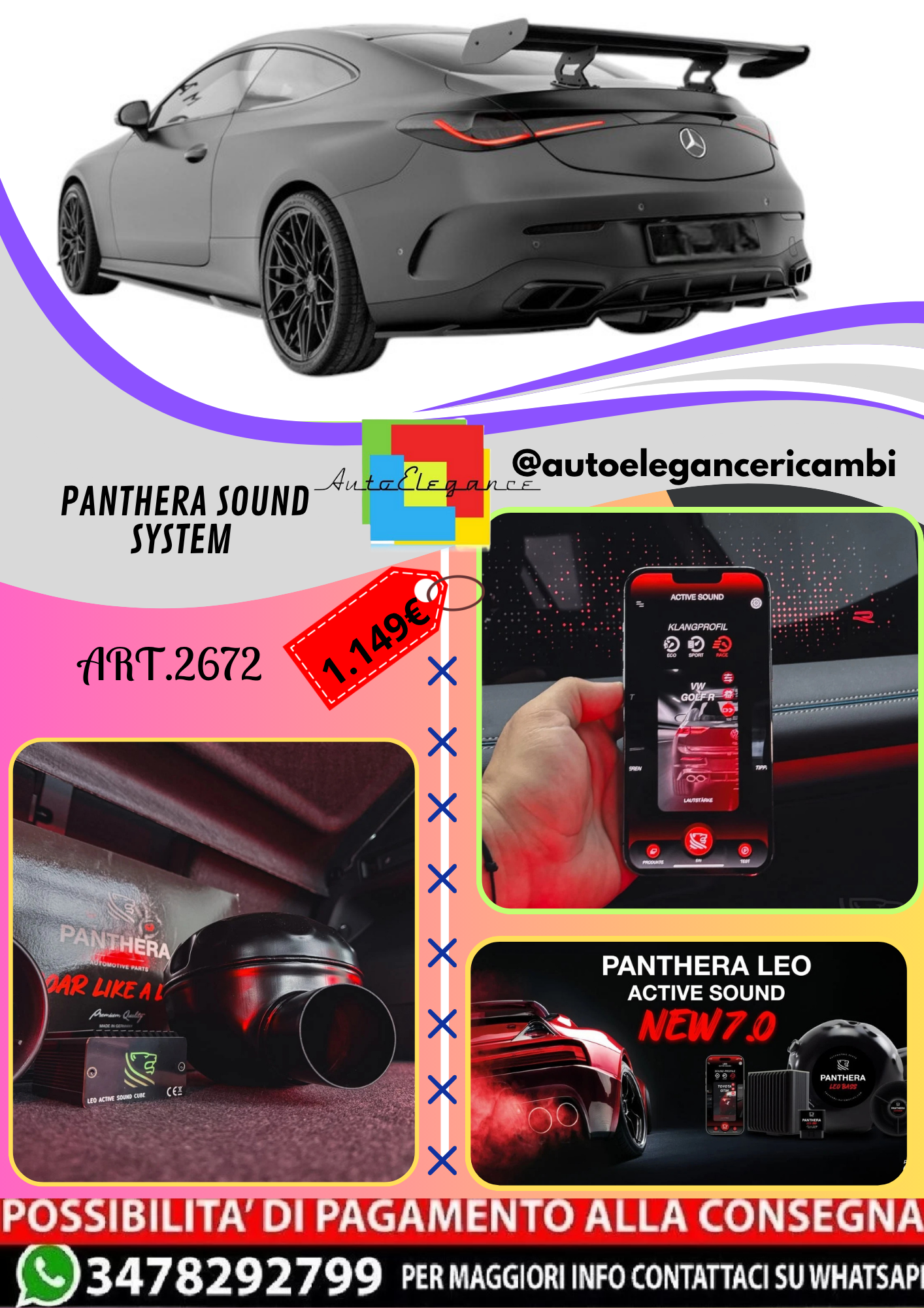 🔥ART.2672 PANTHERA SOUND SYSTEM ADATTO PER MERCEDES-BENZ CLE AMG-LINE C236🔥