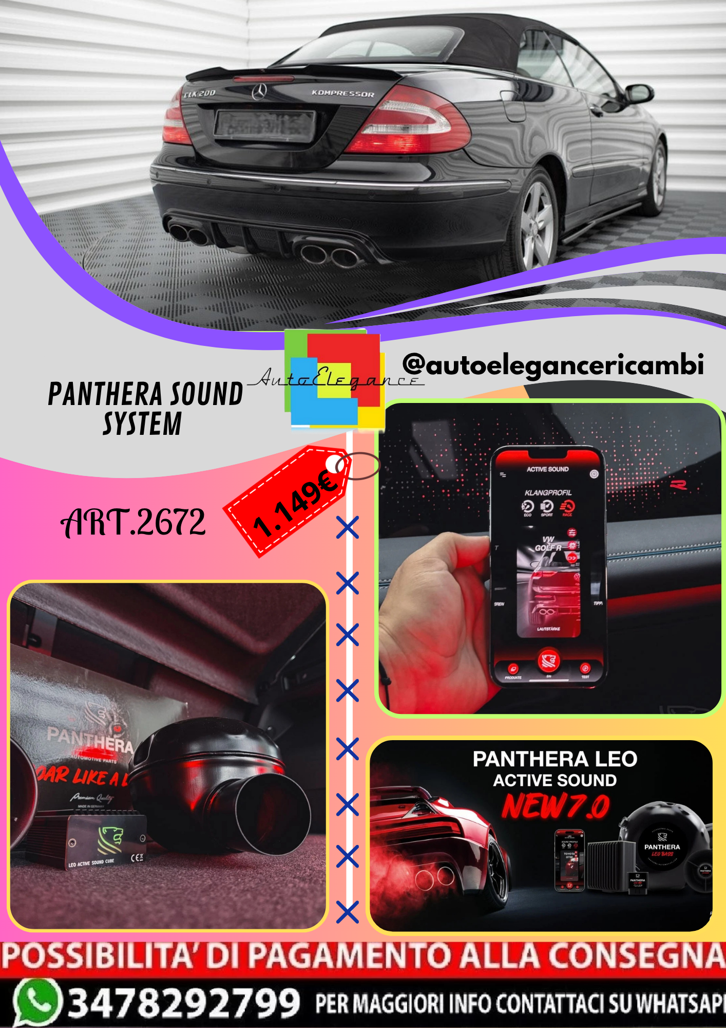 🔥ART.2672 PANTHERA SOUND SYSTEM ADATTO PER MERCEDES-BENZ CLK W209🔥