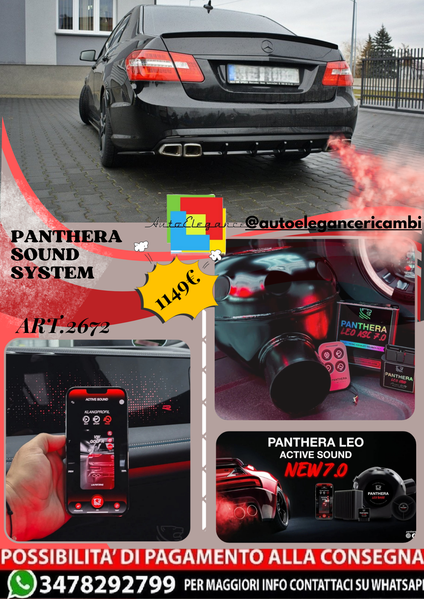 🔥ART.2672 PANTHERA SOUND SYSTEM ADATTO PER MERCEDES-BENZ E63 AMG W212🔥