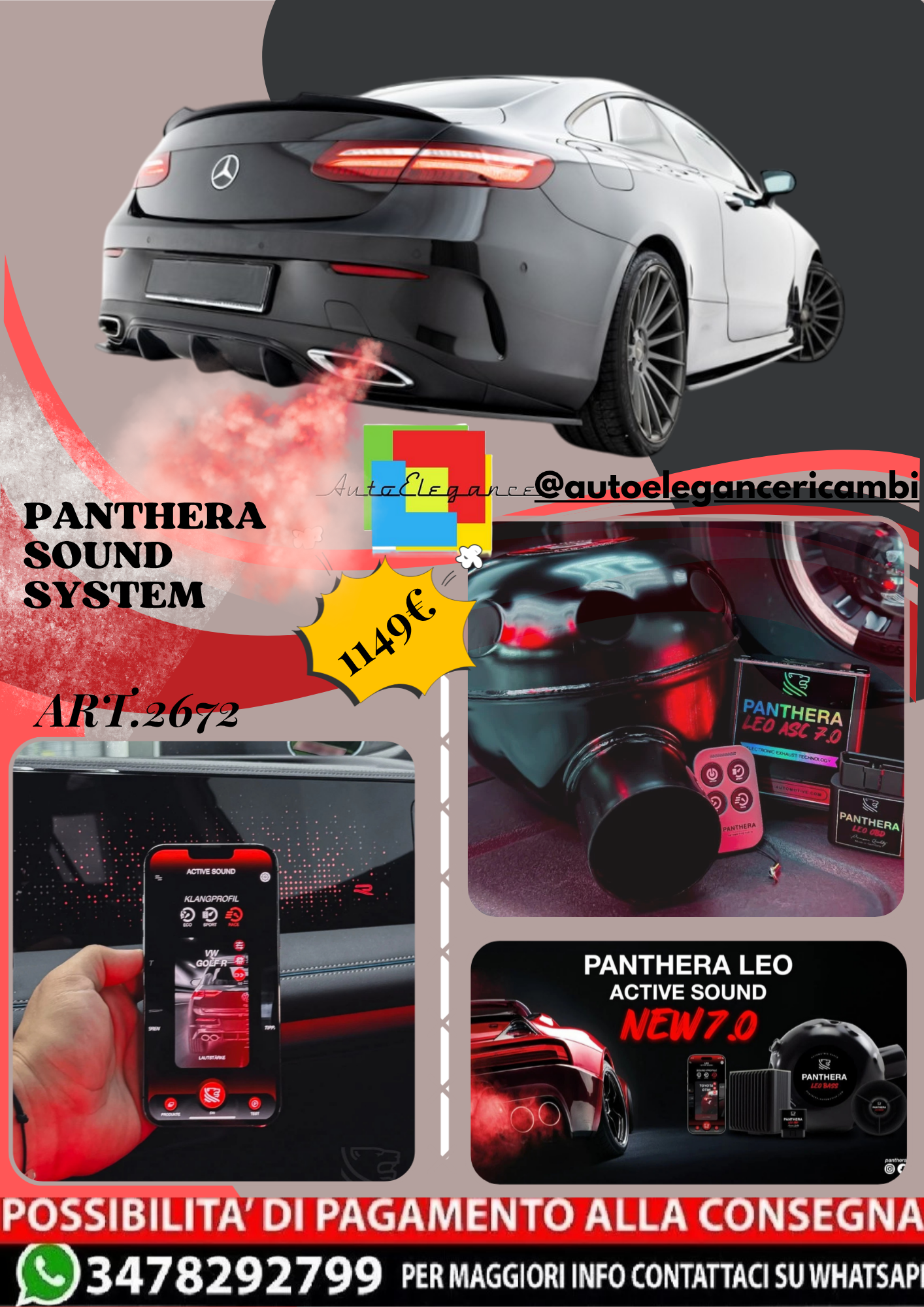 🔥ART.2672 PANTHERA SOUND SYSTEM ADATTO PER MERCEDES-BENZ E-CLASS W213 COUPE🔥