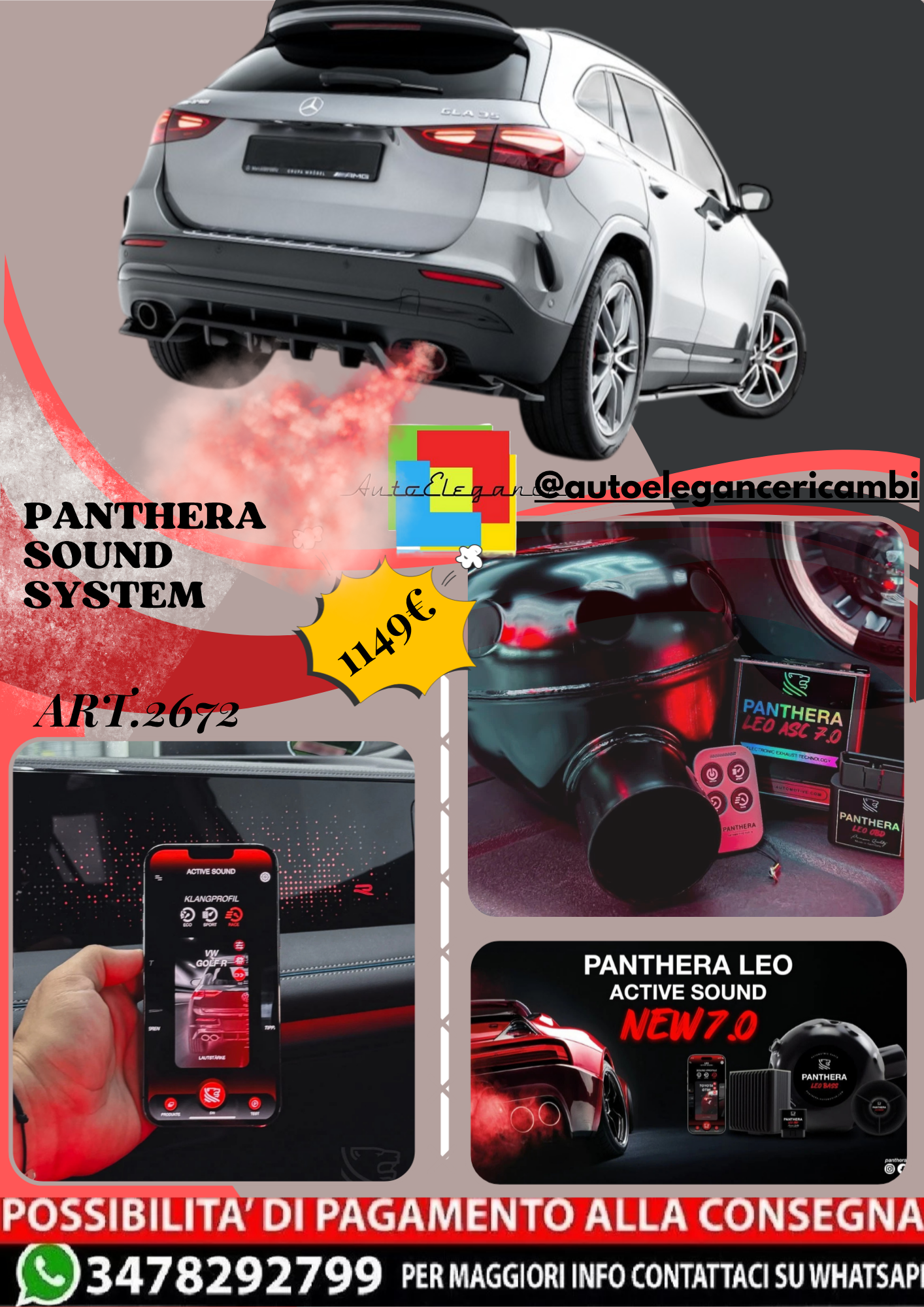 🔥ART.2672 PANTHERA SOUND SYSTEM ADATTO PER MERCEDES-AMG GLA 35 H247 FACELIFT🔥