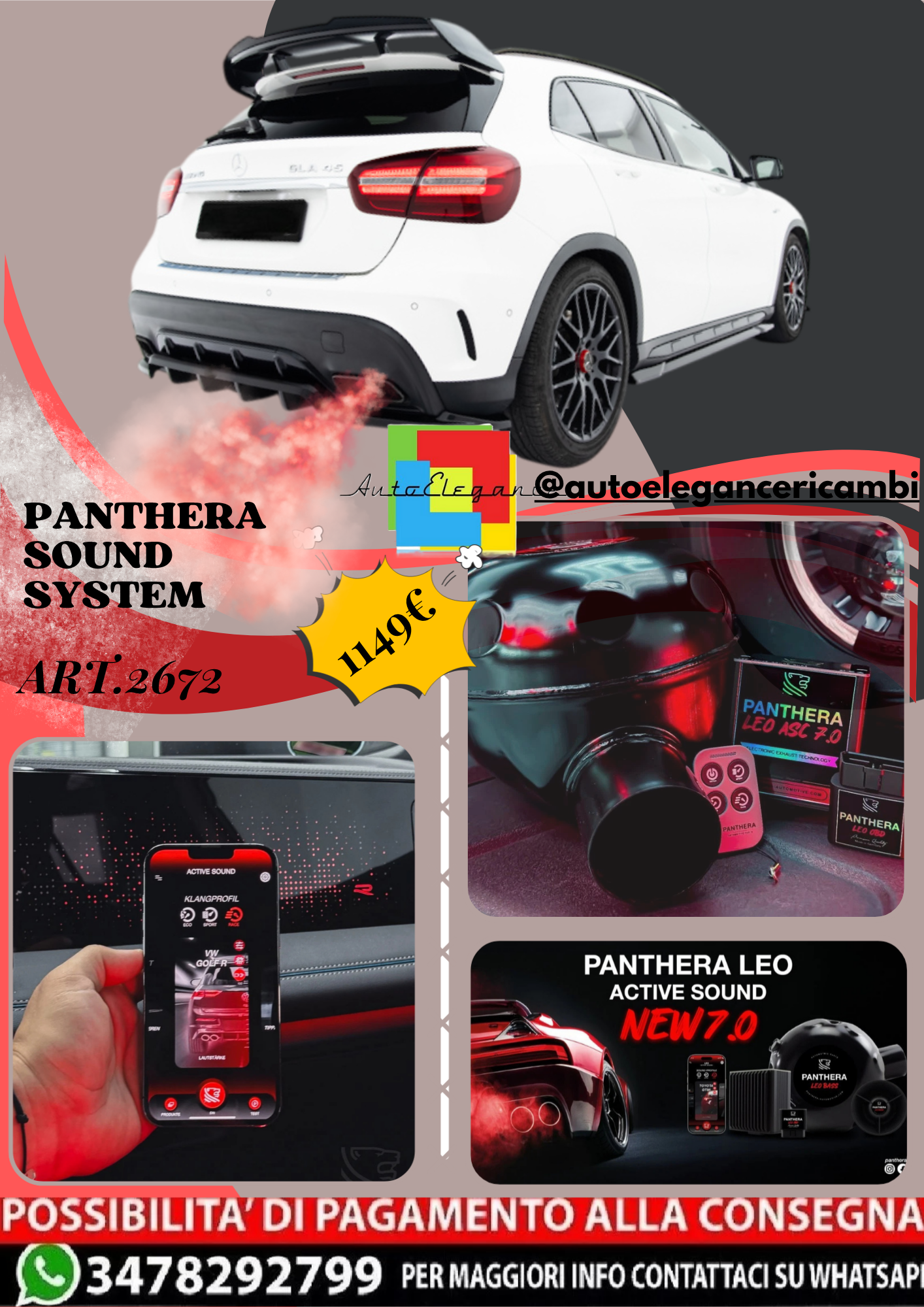 🔥ART.2672 PANTHERA SOUND SYSTEM ADATTO PER MERCEDES-BENZ GLA 45 AMG X156 🔥