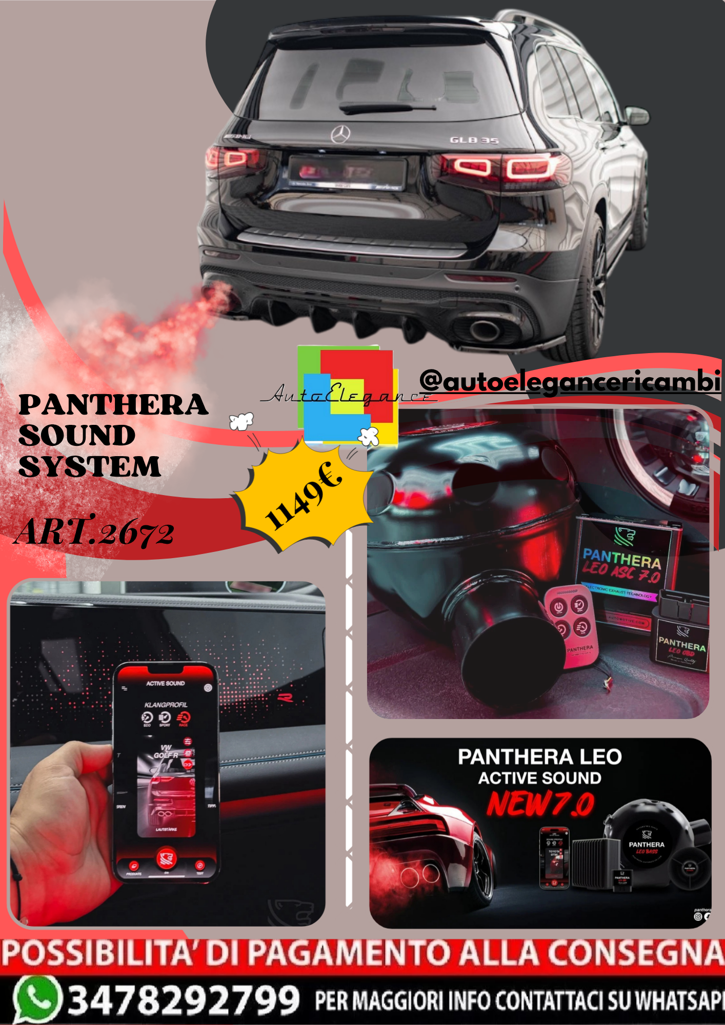 🔥ART.2672 PANTHERA SOUND SYSTEM ADATTO PER MERCEDES-AMG GLB 35/ AMG-Line X247🔥