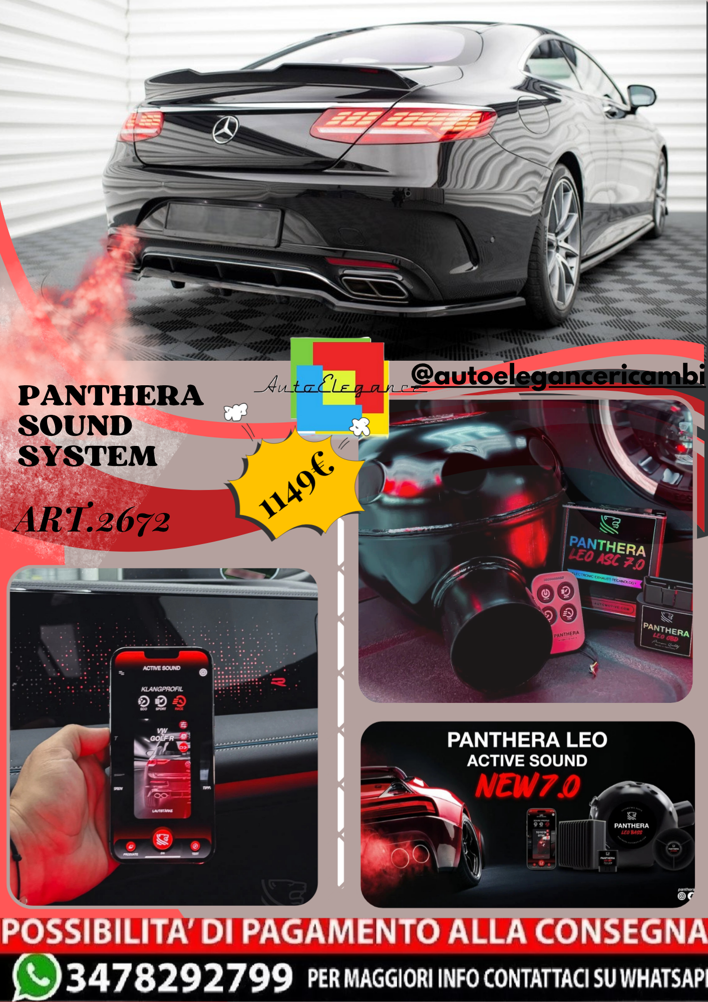 ⭐ART.2672 PANTHERA SOUND SYSTEM ADATTO PER MERCEDES-BENZ S COUPE AMG-LINE C217 ⭐