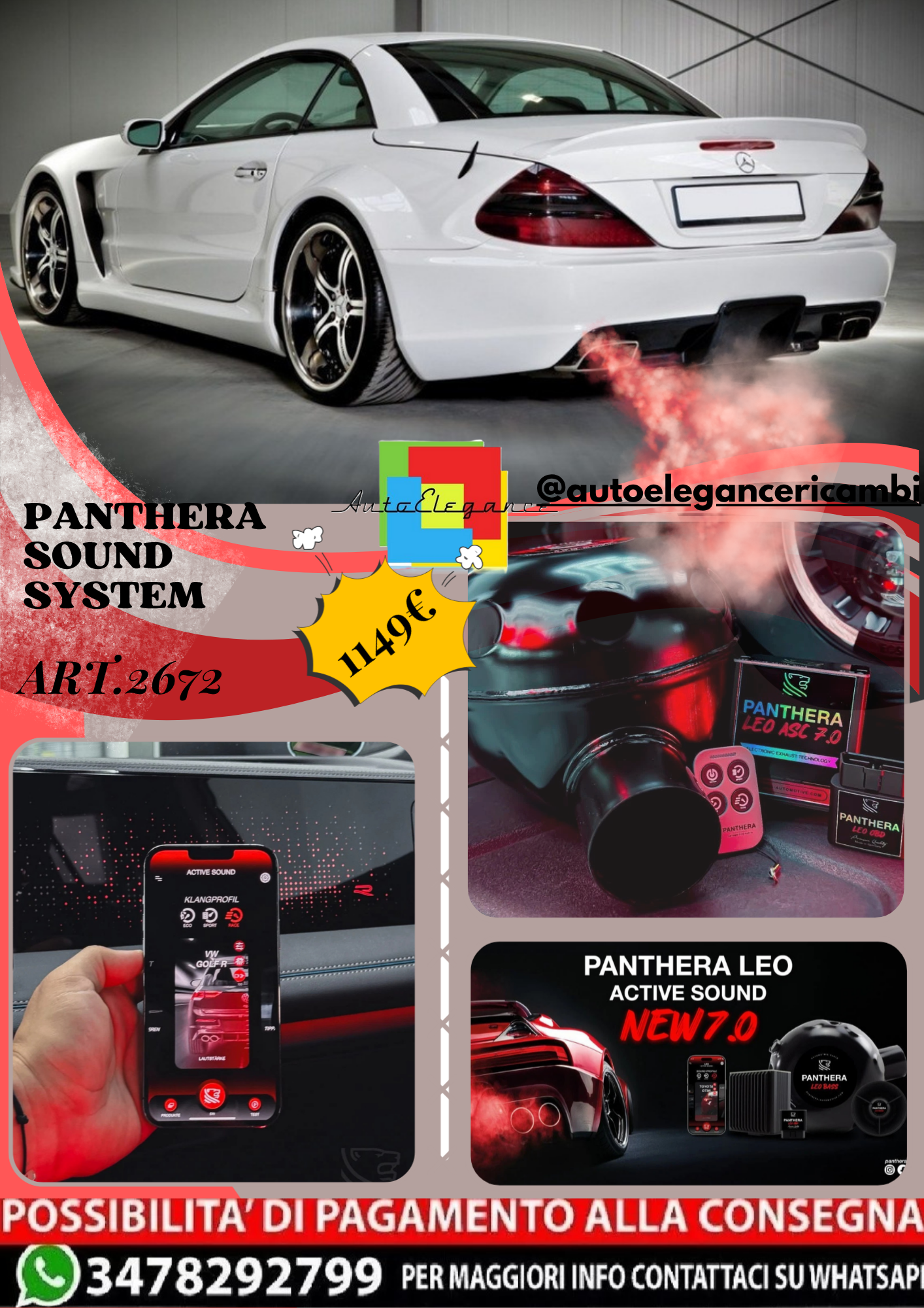 ⭐ART.2672 PANTHERA SOUND SYSTEM ADATTO PER MERCEDES-AMG SL R230 ⭐