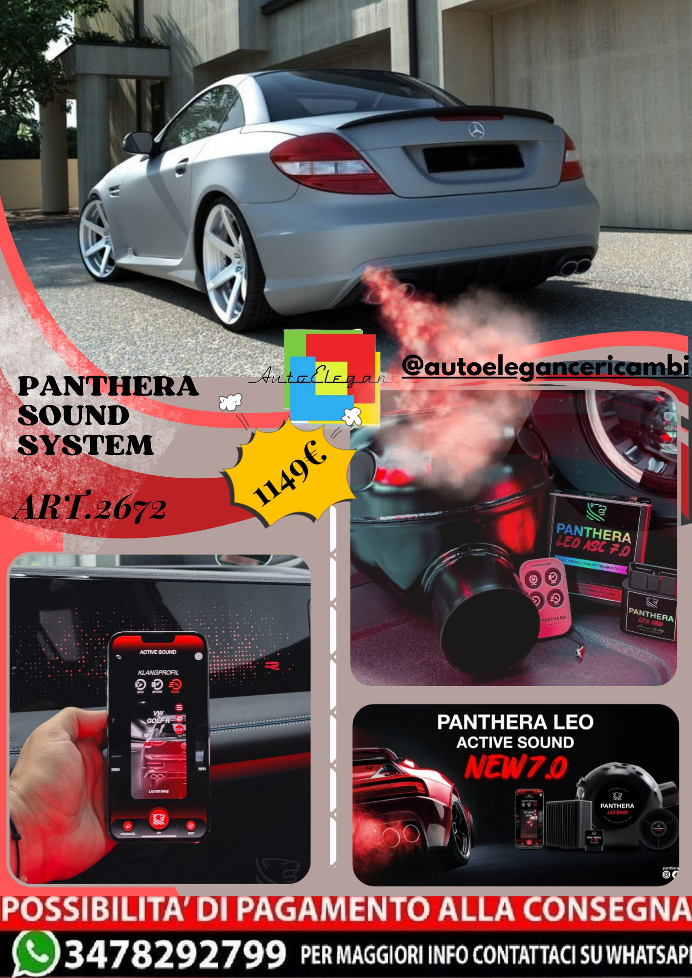 ⭐ART.2672 PANTHERA SOUND SYSTEM ADATTO PER MERCEDES SLK R171 AMG 204 LOOK ⭐