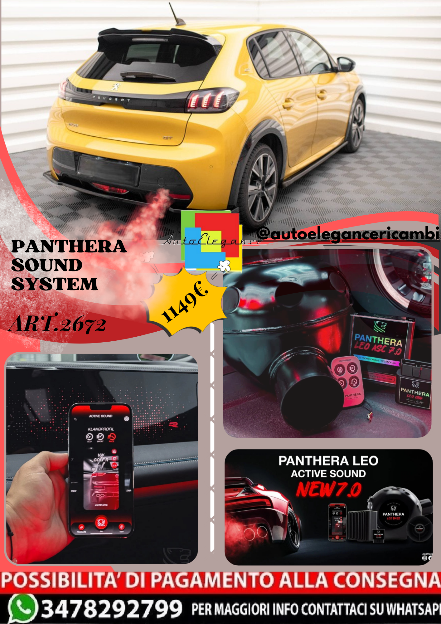 ⭐ART.2672 PANTHERA SOUND SYSTEM ADATTO PER PEUGEOT 208 GT Mk2⭐