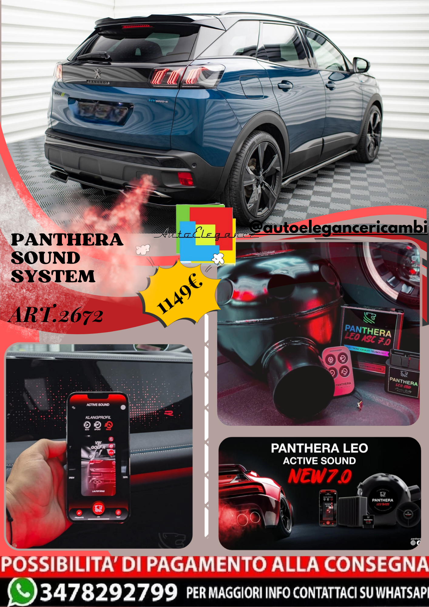 ⭐ART.2672 PANTHERA SOUND SYSTEM ADATTO PER PEUGEOT 3008 GT-LINE Mk2 FACELIFT⭐