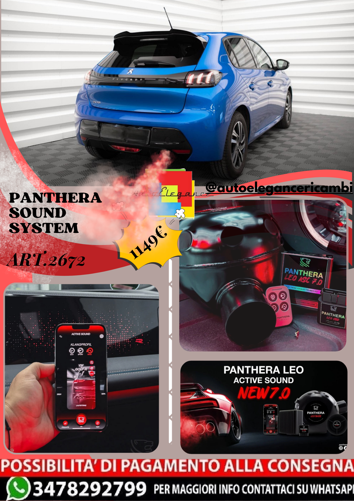 ⭐ART.2672 PANTHERA SOUND SYSTEM ADATTO PER PEUGEOT 208 Mk2⭐