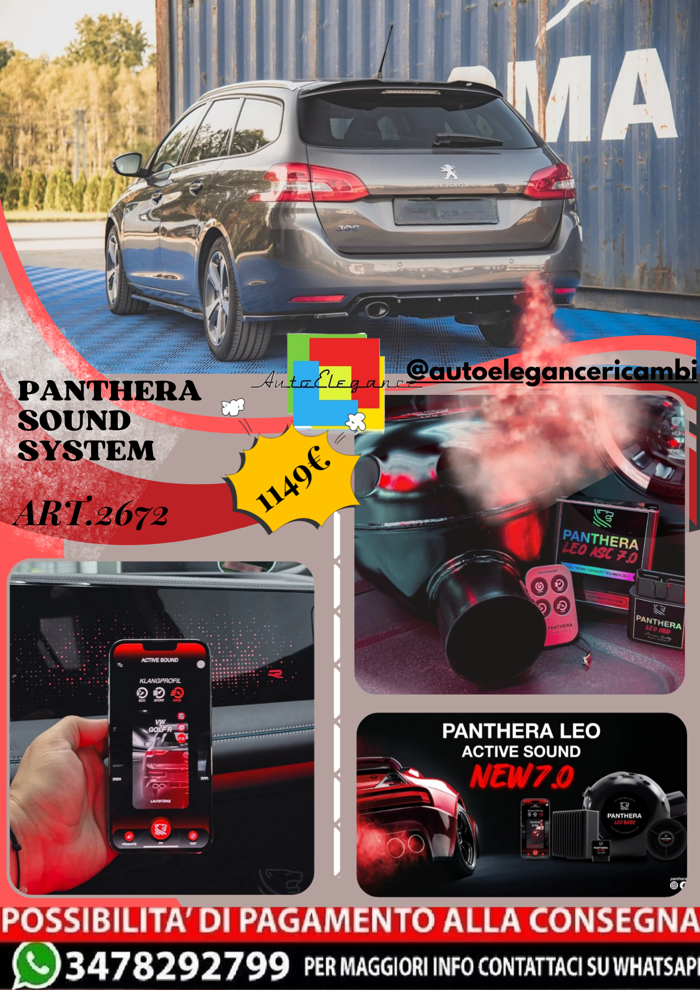 ⭐ART.2672 PANTHERA SOUND SYSTEM ADATTO PER PEUGEOT 308 SW Mk2⭐