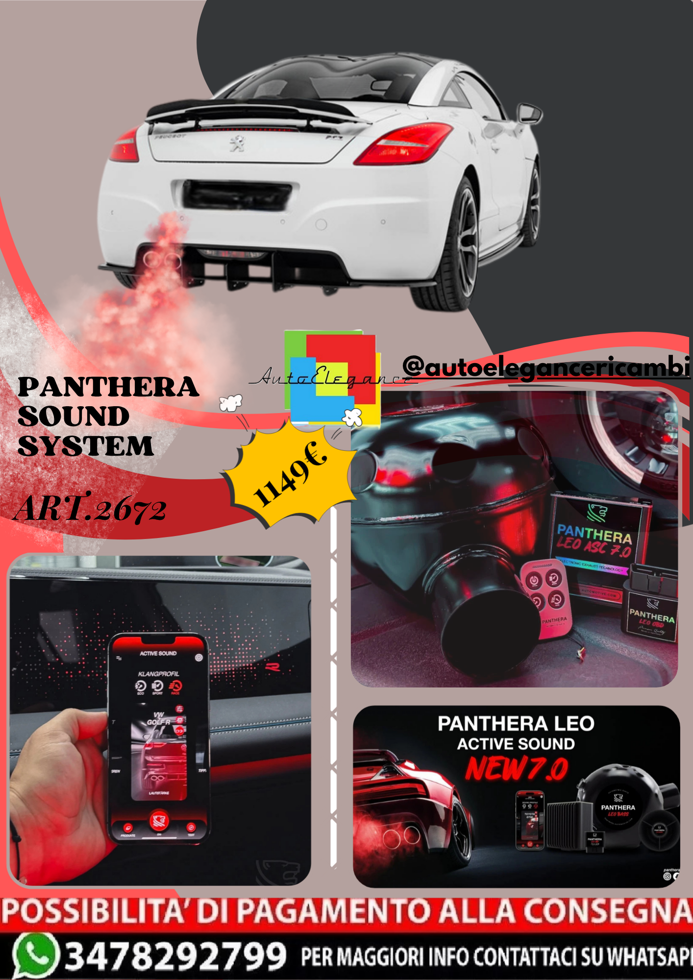 ⭐ART.2672 PANTHERA SOUND SYSTEM ADATTO PER PEUGEOT RCZ Mk1 / Mk1 FACELIFT⭐