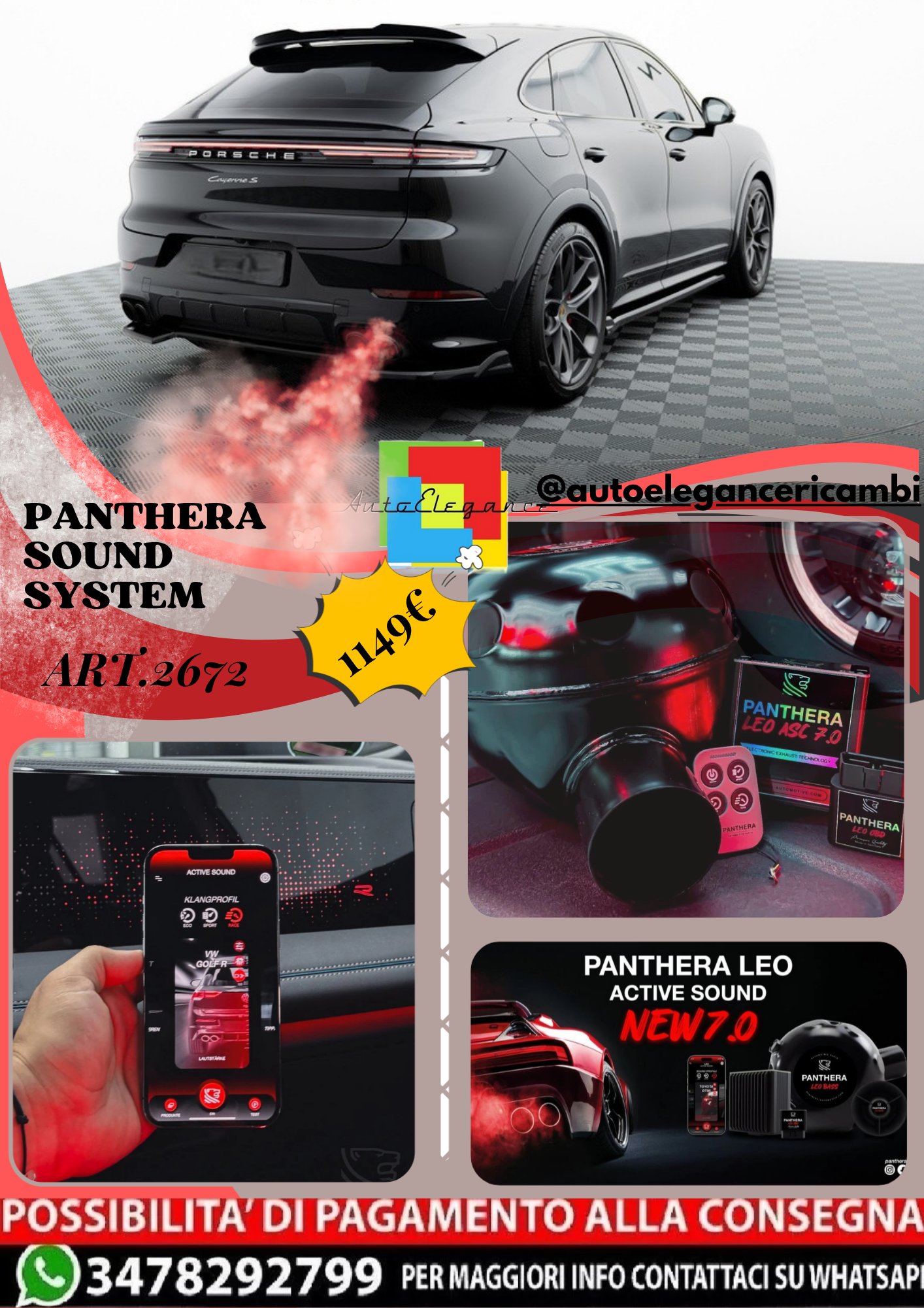 ⭐ART.2672 PANTHERA SOUND SYSTEM ADATTO PER PORSCHE CAYENNE SUV / COUPE Mk3 ⭐
