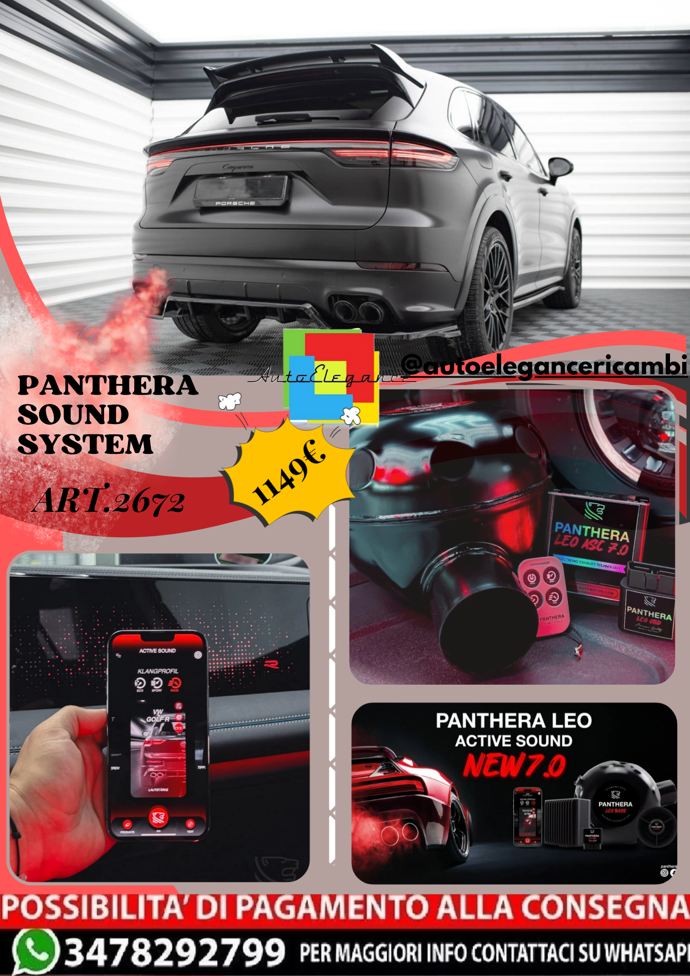 ⭐ART.2672 PANTHERA SOUND SYSTEM ADATTO PER PORSCHE CAYENNE SPORT DESIGN Mk3⭐