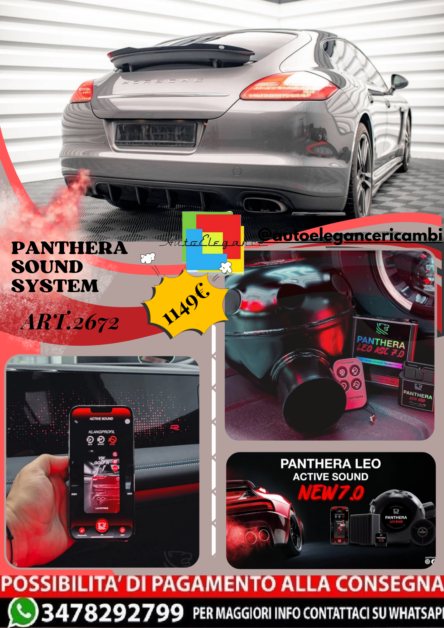⭐ART.2672 PANTHERA SOUND SYSTEM ADATTO PER PORSCHE CAYENNE PANAMERA /DIESEL 970⭐